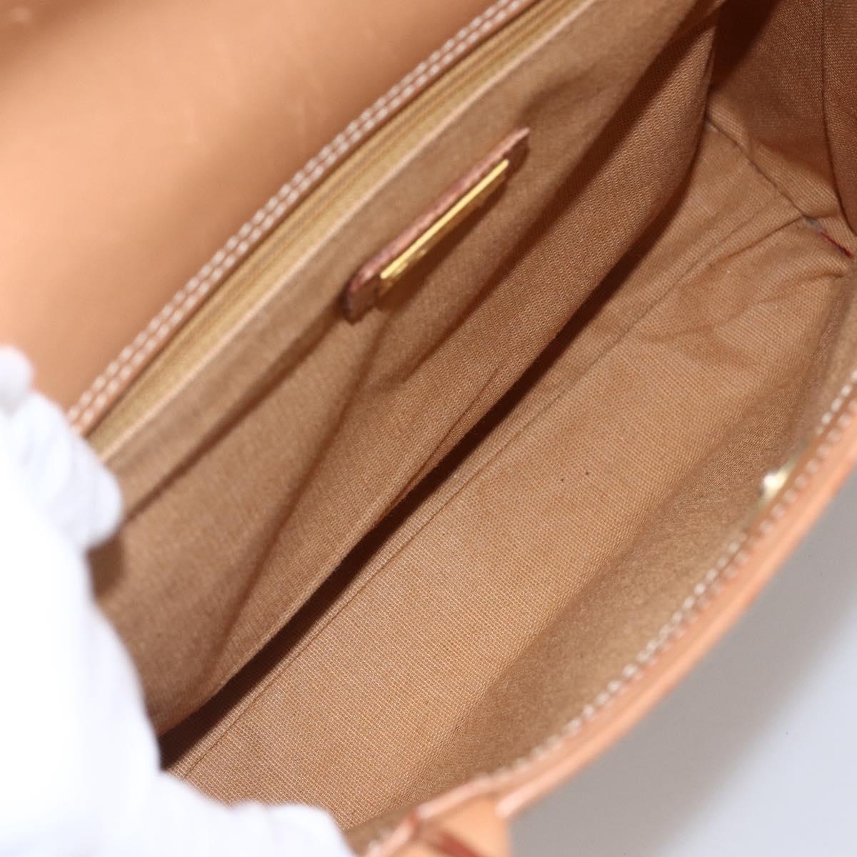 Burberrys Nova Check Hand Bag Leather Beige Gold Auth 173439