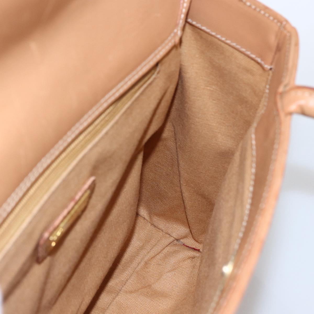 Burberrys Nova Check Hand Bag Leather Beige Gold Auth 173439