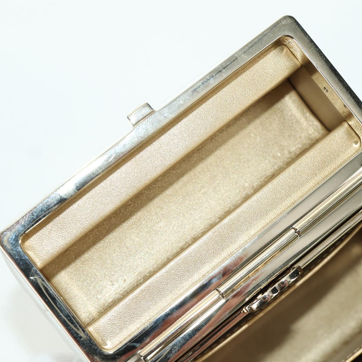 CHANEL Matelasse Chain Shoulder Bag Lamb Skin White Gold CC Auth 173442SAM