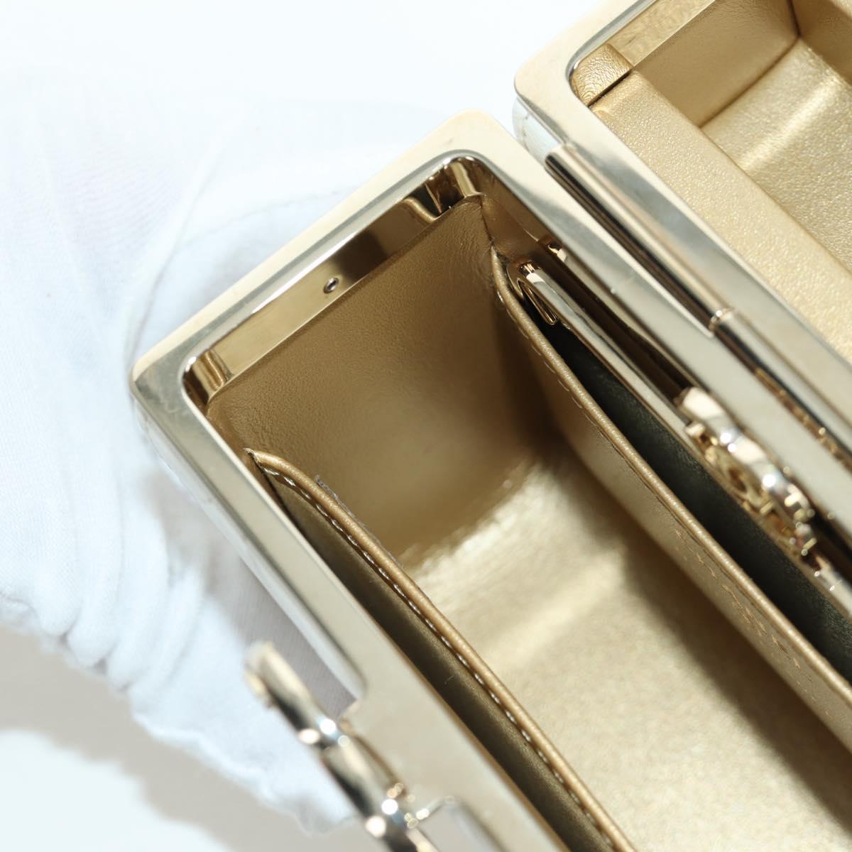 CHANEL Matelasse Chain Shoulder Bag Lamb Skin White Gold CC Auth 173442SAM