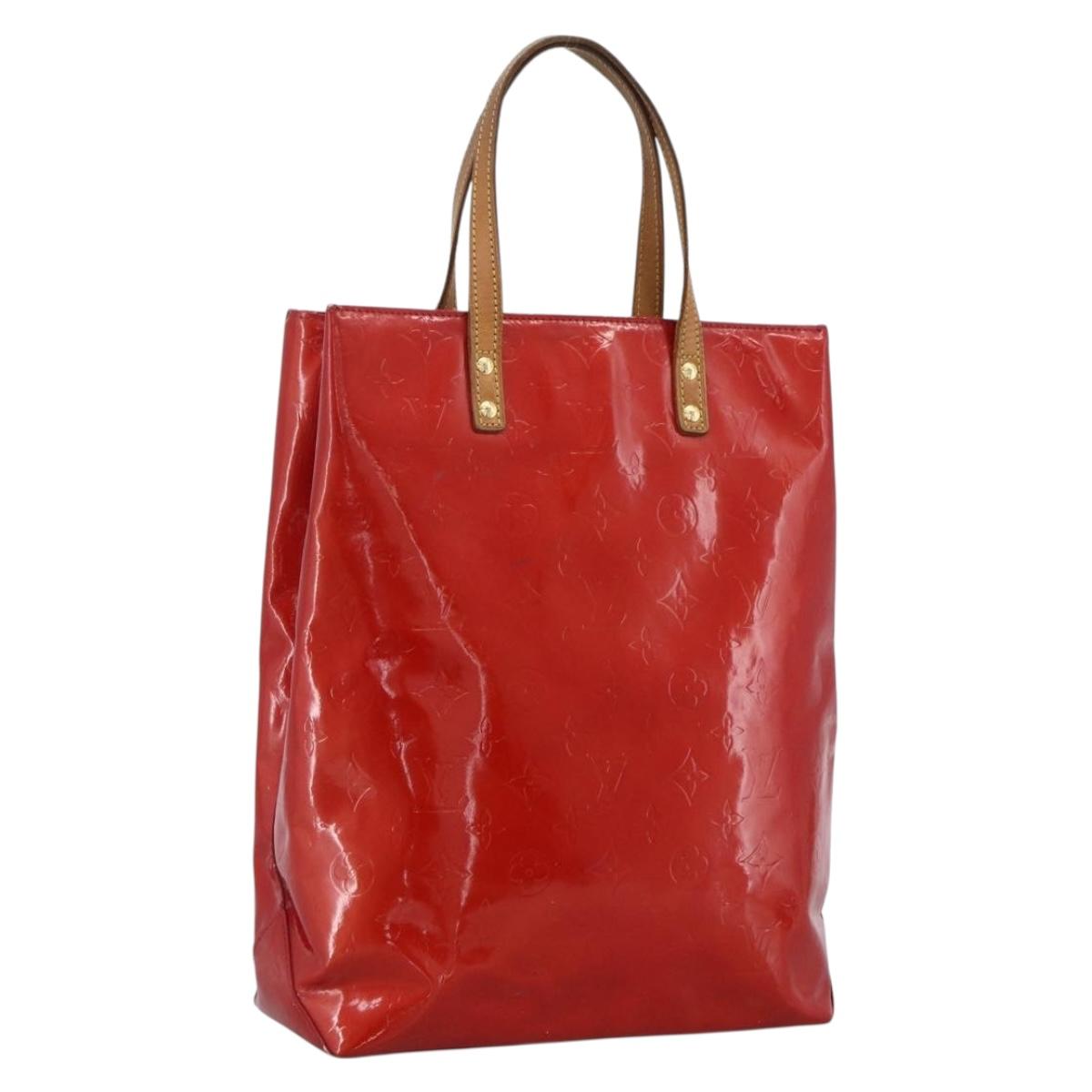 LOUIS VUITTON Monogram Vernis Reade MM Hand Bag Red Rouge M91086 LV Auth 173446
