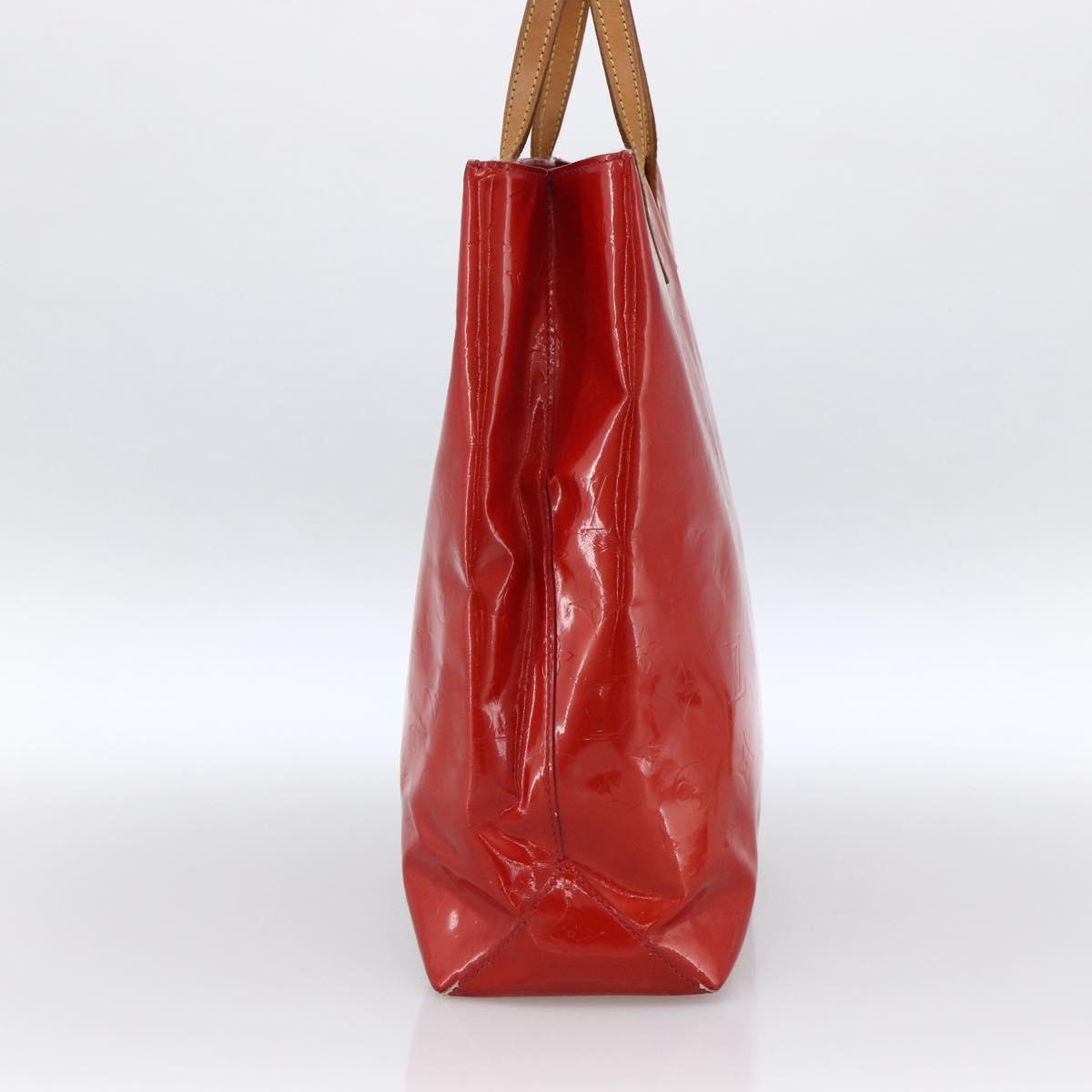 LOUIS VUITTON Monogram Vernis Reade MM Hand Bag Red Rouge M91086 LV Auth 173446