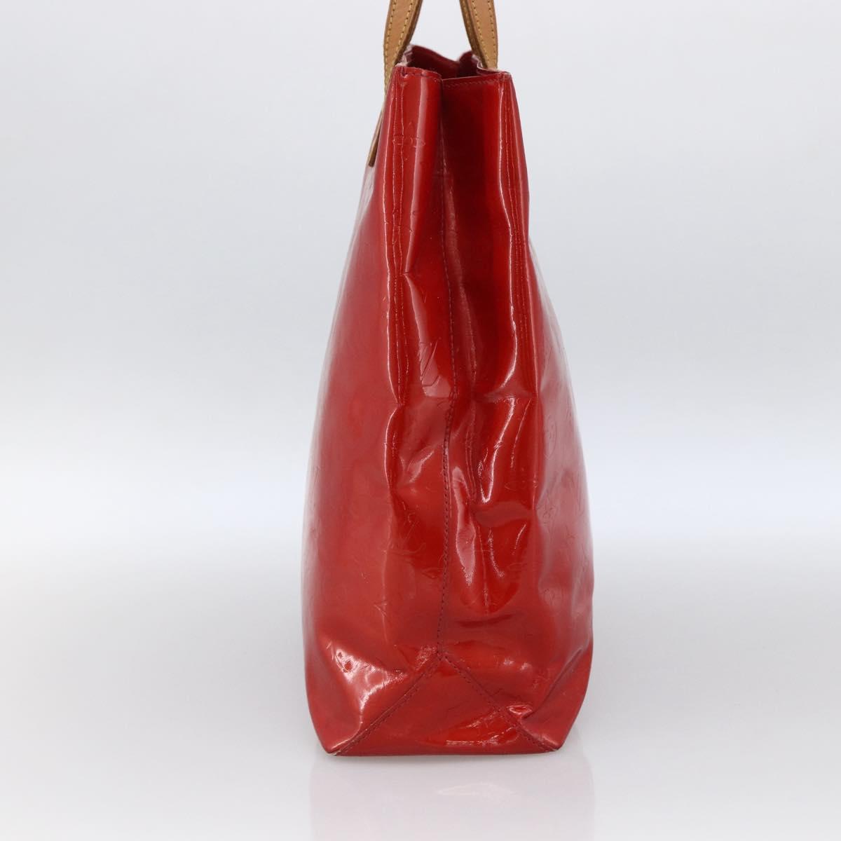 LOUIS VUITTON Monogram Vernis Reade MM Hand Bag Red Rouge M91086 LV Auth 173446
