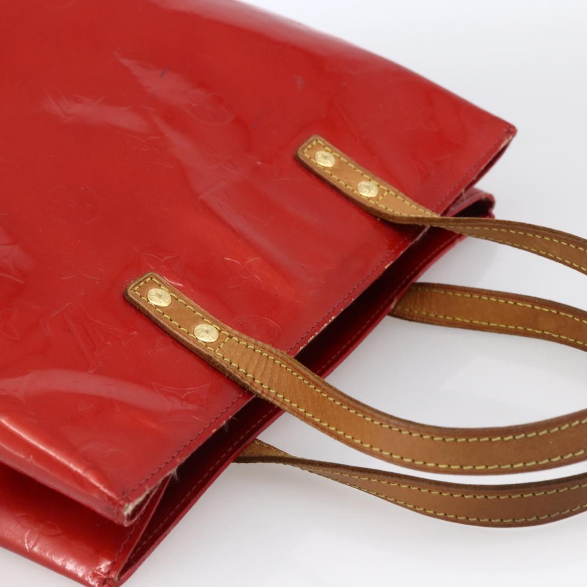 LOUIS VUITTON Monogram Vernis Reade MM Hand Bag Red Rouge M91086 LV Auth 173446