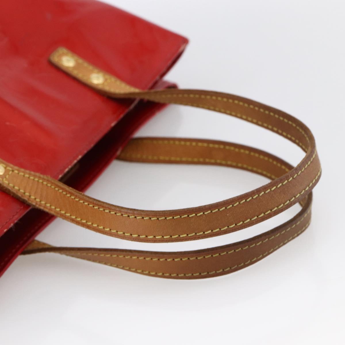 LOUIS VUITTON Monogram Vernis Reade MM Hand Bag Red Rouge M91086 LV Auth 173446
