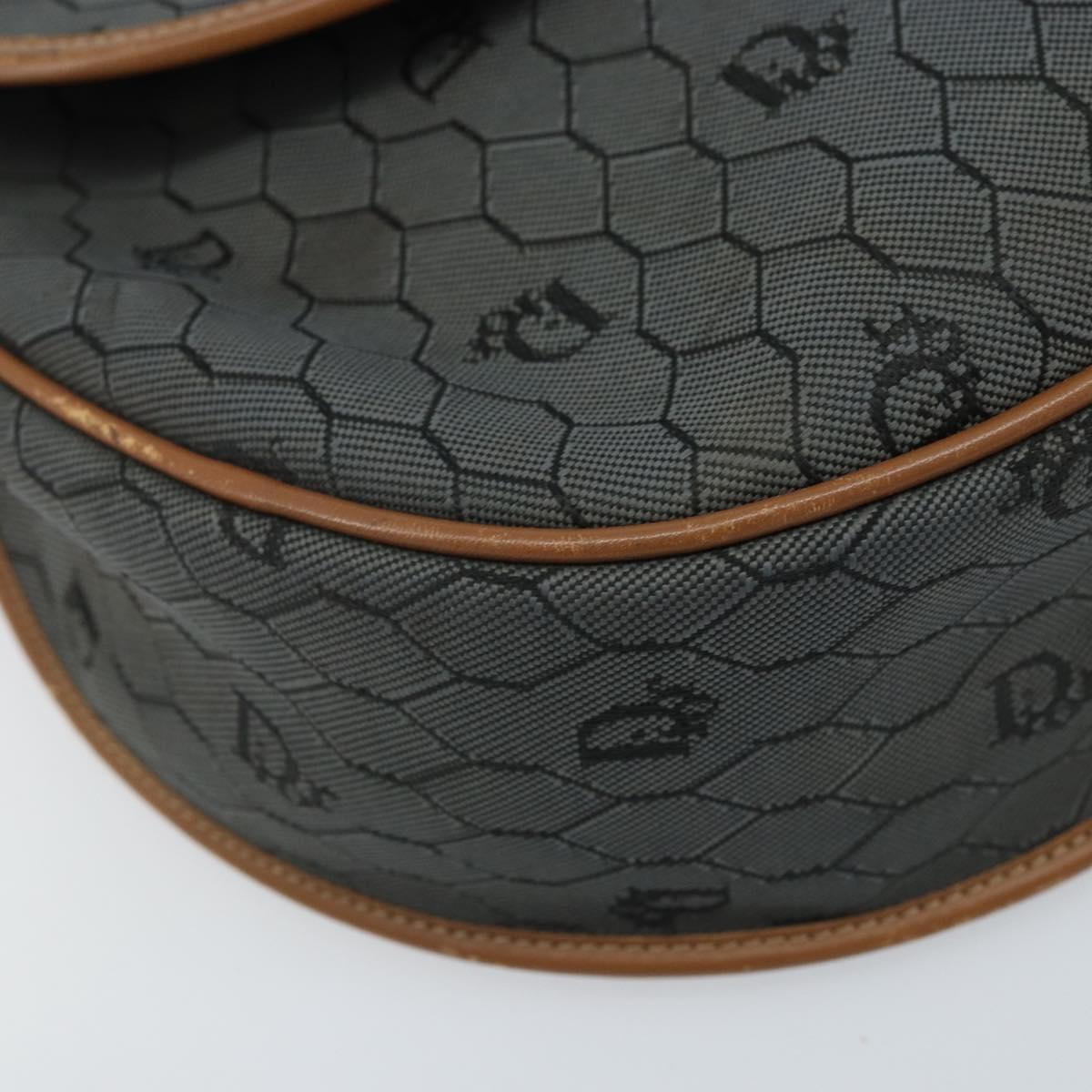 Christian Dior Honeycomb Canvas Shoulder Bag Black Gold Auth 173449