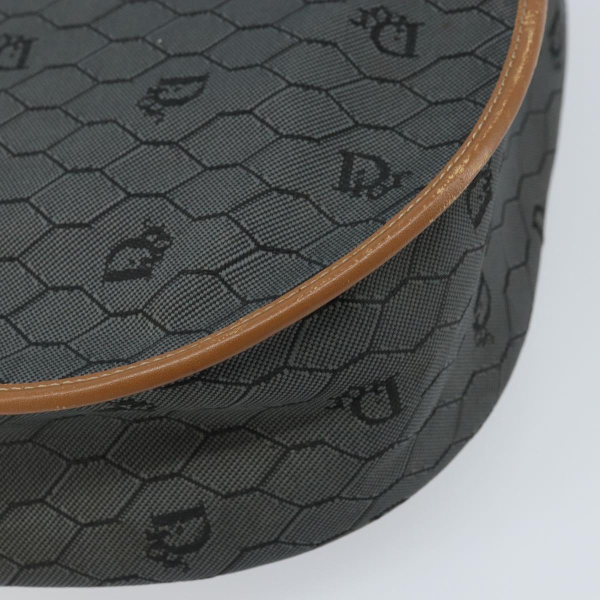Christian Dior Honeycomb Canvas Shoulder Bag Black Gold Auth 173449