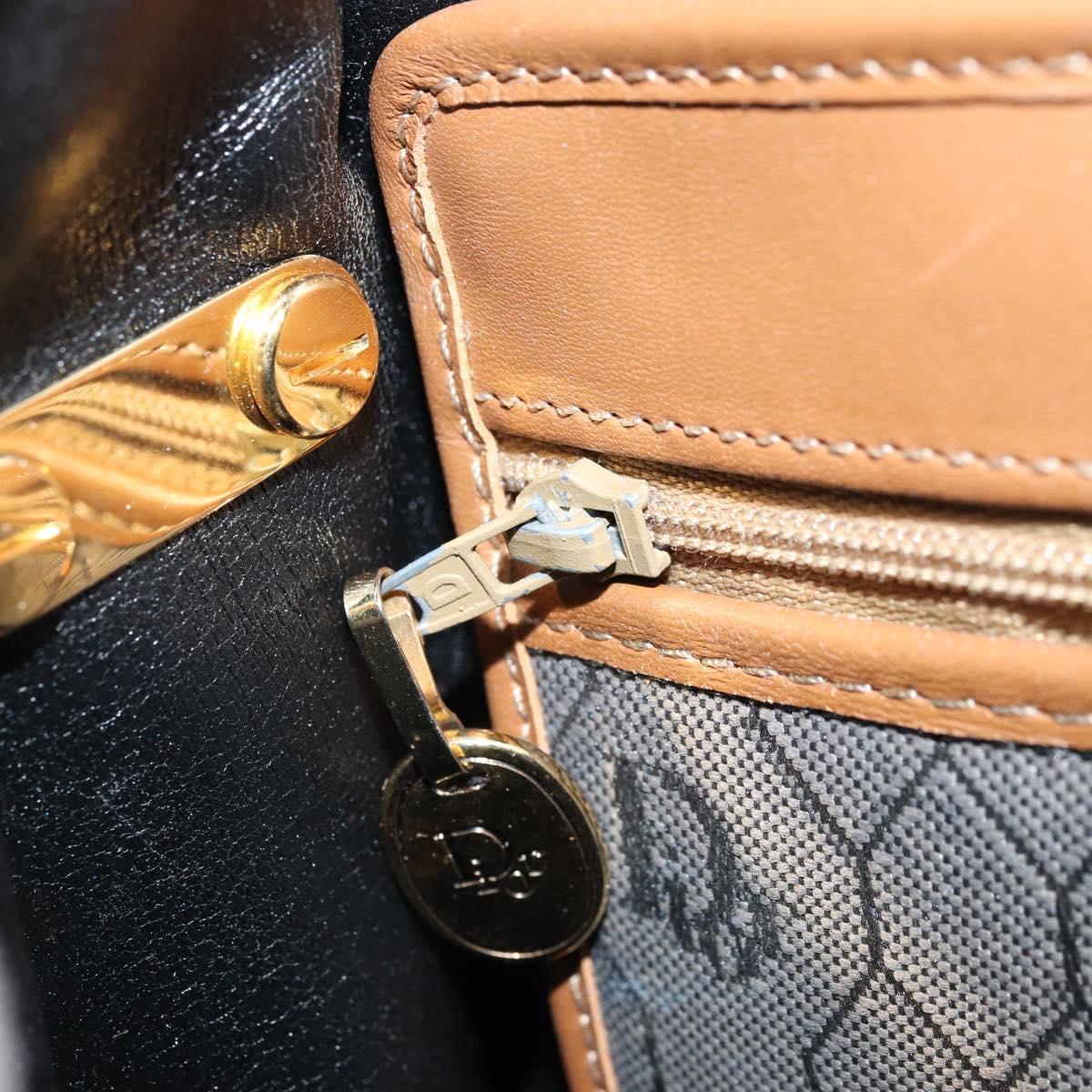 Christian Dior Honeycomb Canvas Shoulder Bag Black Gold Auth 173449