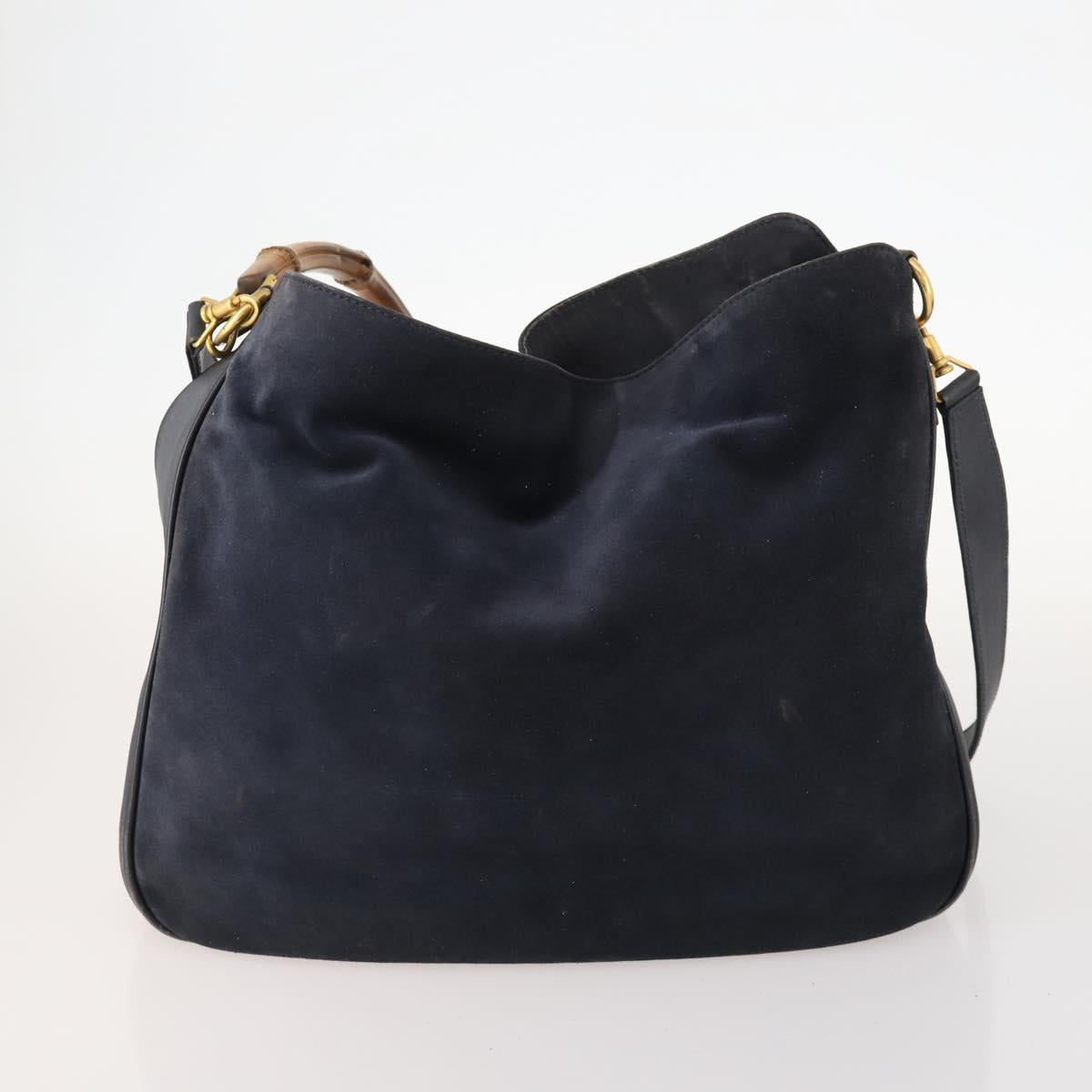 GUCCI GG Canvas Hand Bag Suede 2 Set Black Auth 173454