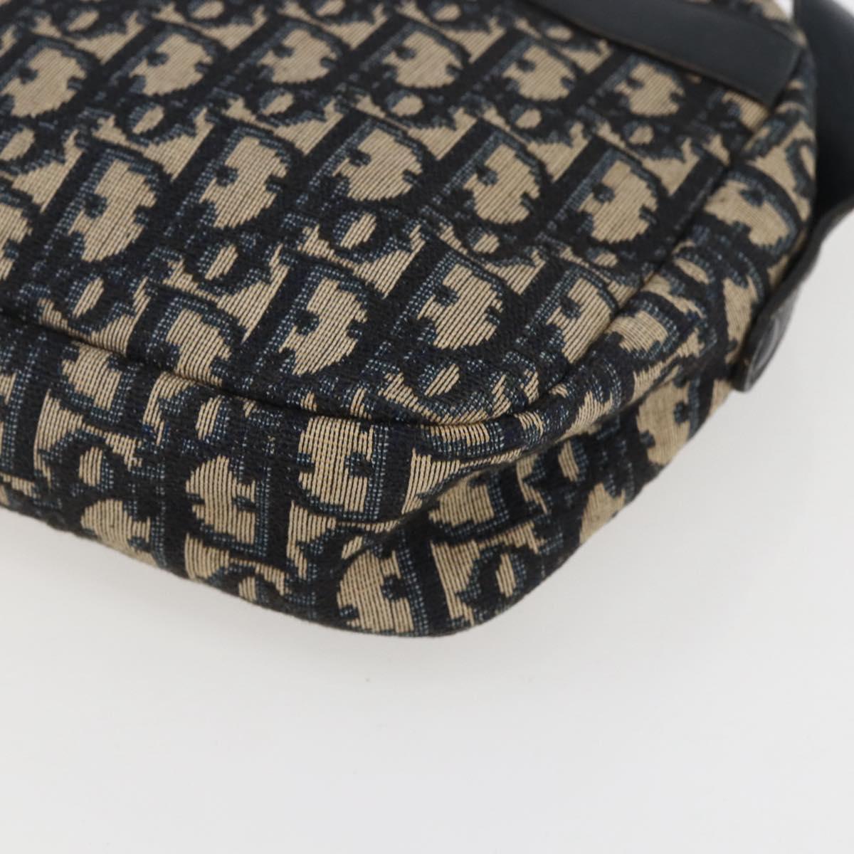 Christian Dior Trotter Canvas Shoulder Bag Navy Gold Auth 173463