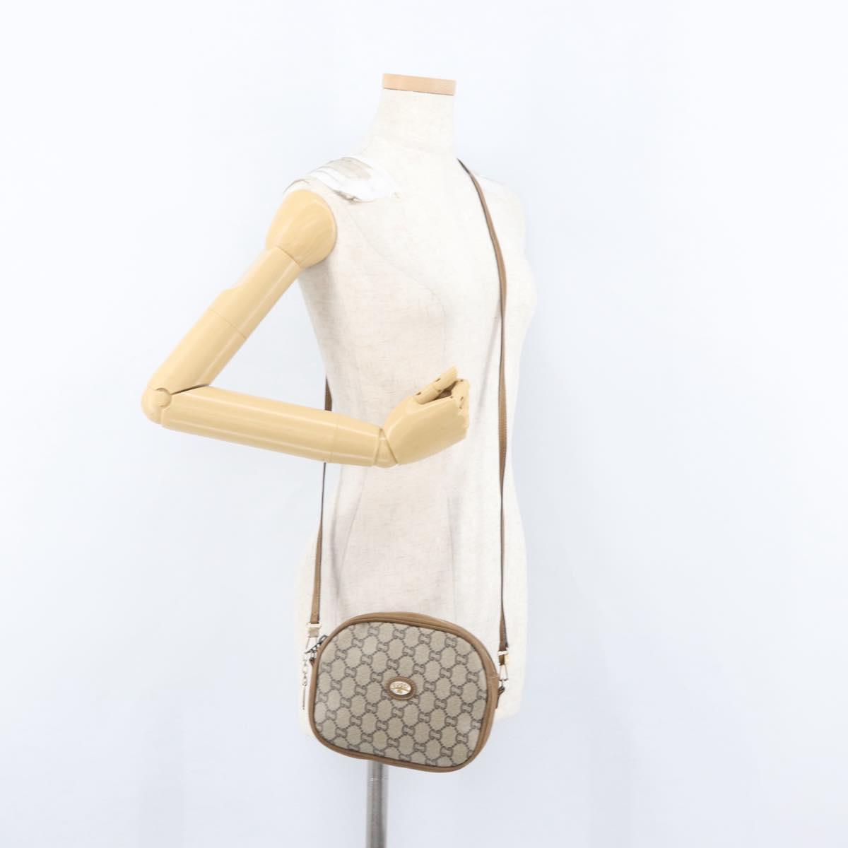 GUCCI GG Plus Supreme Shoulder Bag PVC Beige Gold Auth 173465