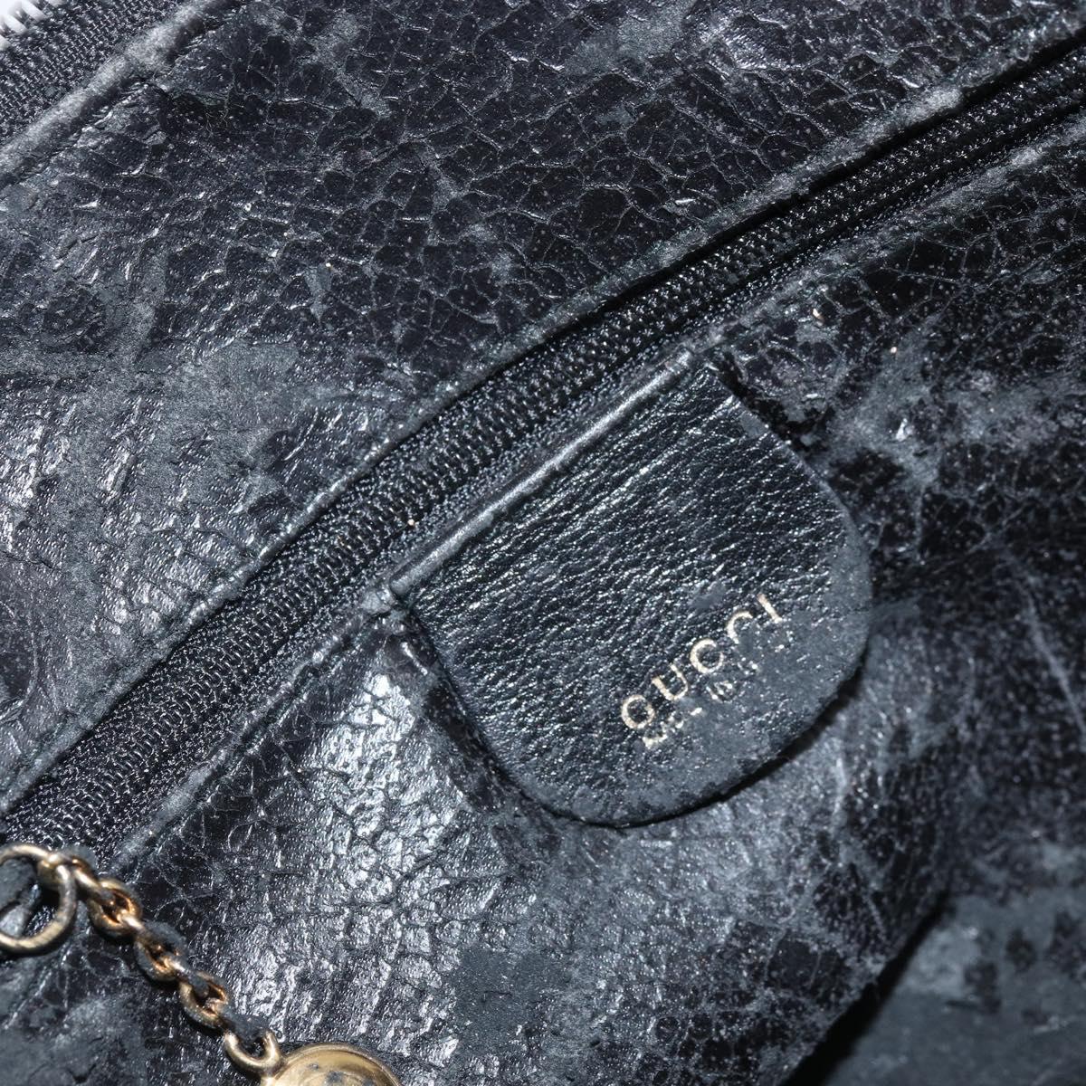 GUCCI Bamboo Hand Bag Leather 2way Black Gold 000 2122 0290 Auth 173468