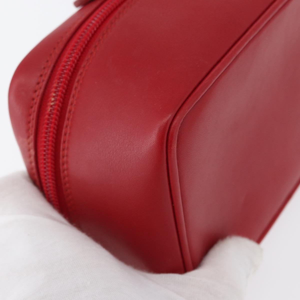 GUCCI Vanity Hand Bag Leather Red Gold 032 1956 0141 Auth 173470