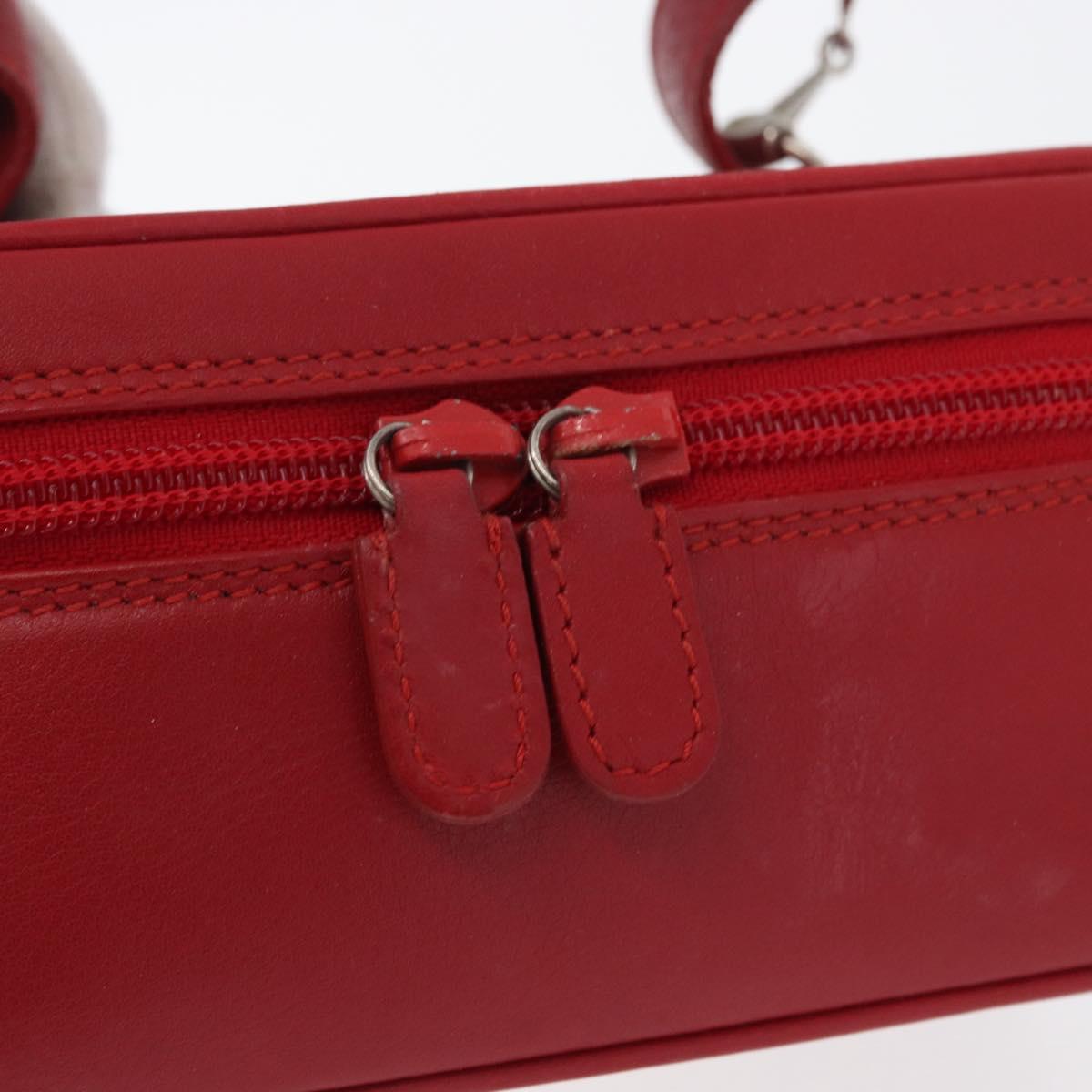 GUCCI Vanity Hand Bag Leather Red Gold 032 1956 0141 Auth 173470