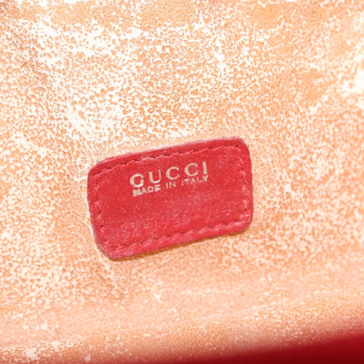 GUCCI Vanity Hand Bag Leather Red Gold 032 1956 0141 Auth 173470