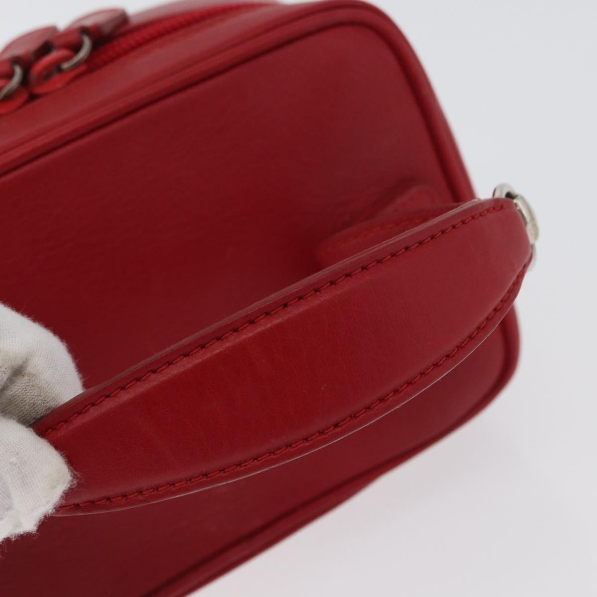 GUCCI Vanity Hand Bag Leather Red Gold 032 1956 0141 Auth 173470