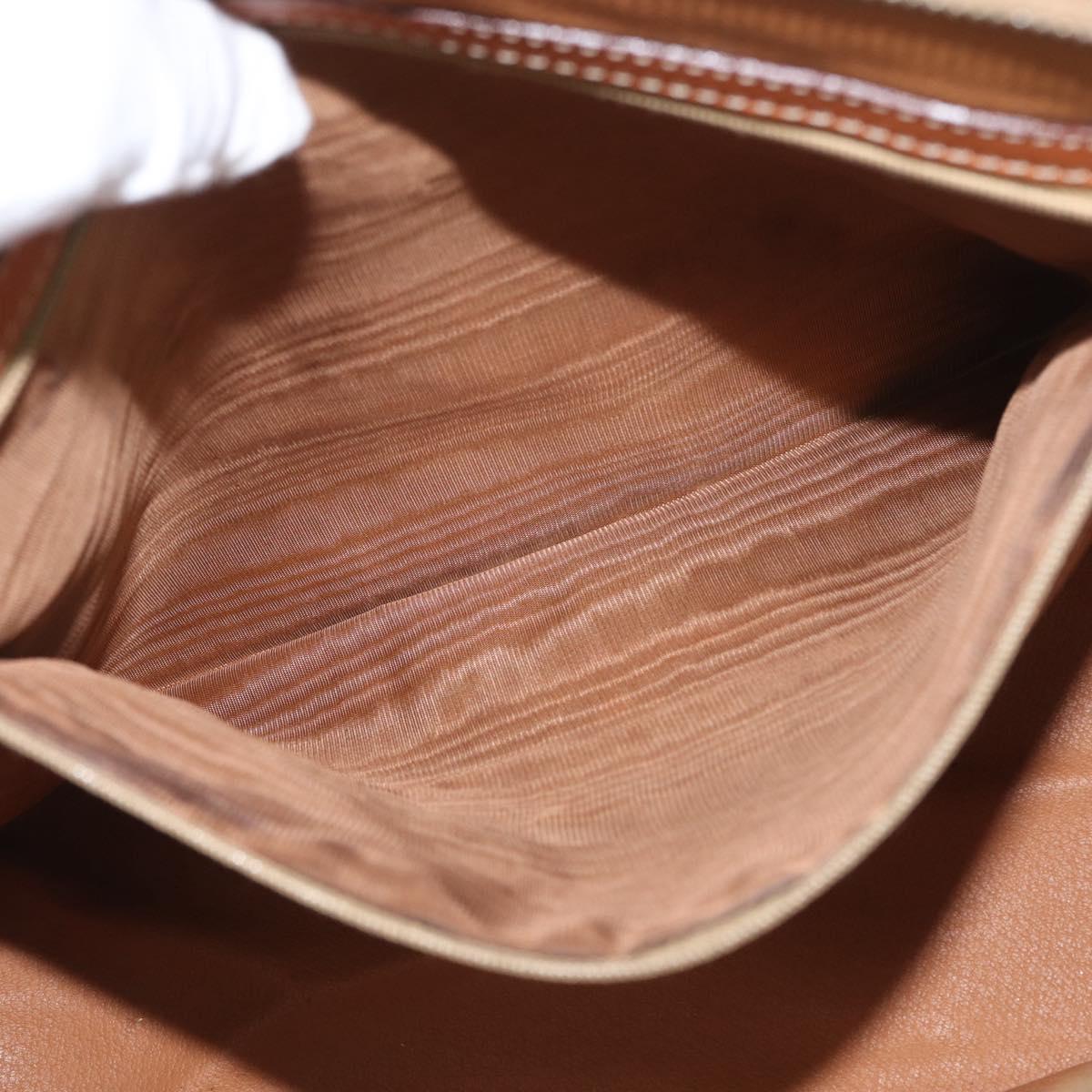 CELINE Macadam Canvas Hand Bag PVC Leather Brown Gold Auth 173472