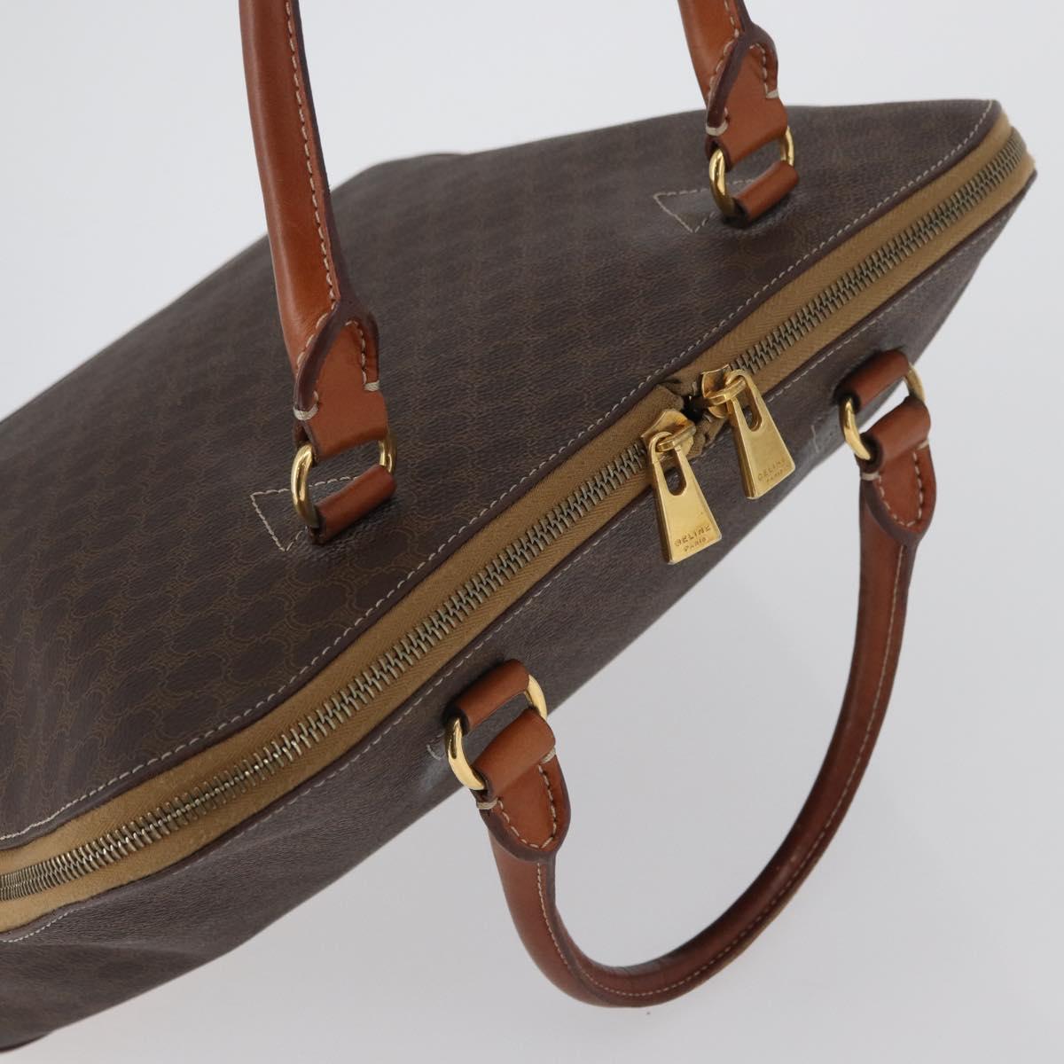 CELINE Macadam Canvas Hand Bag PVC Leather Brown Gold Auth 173472