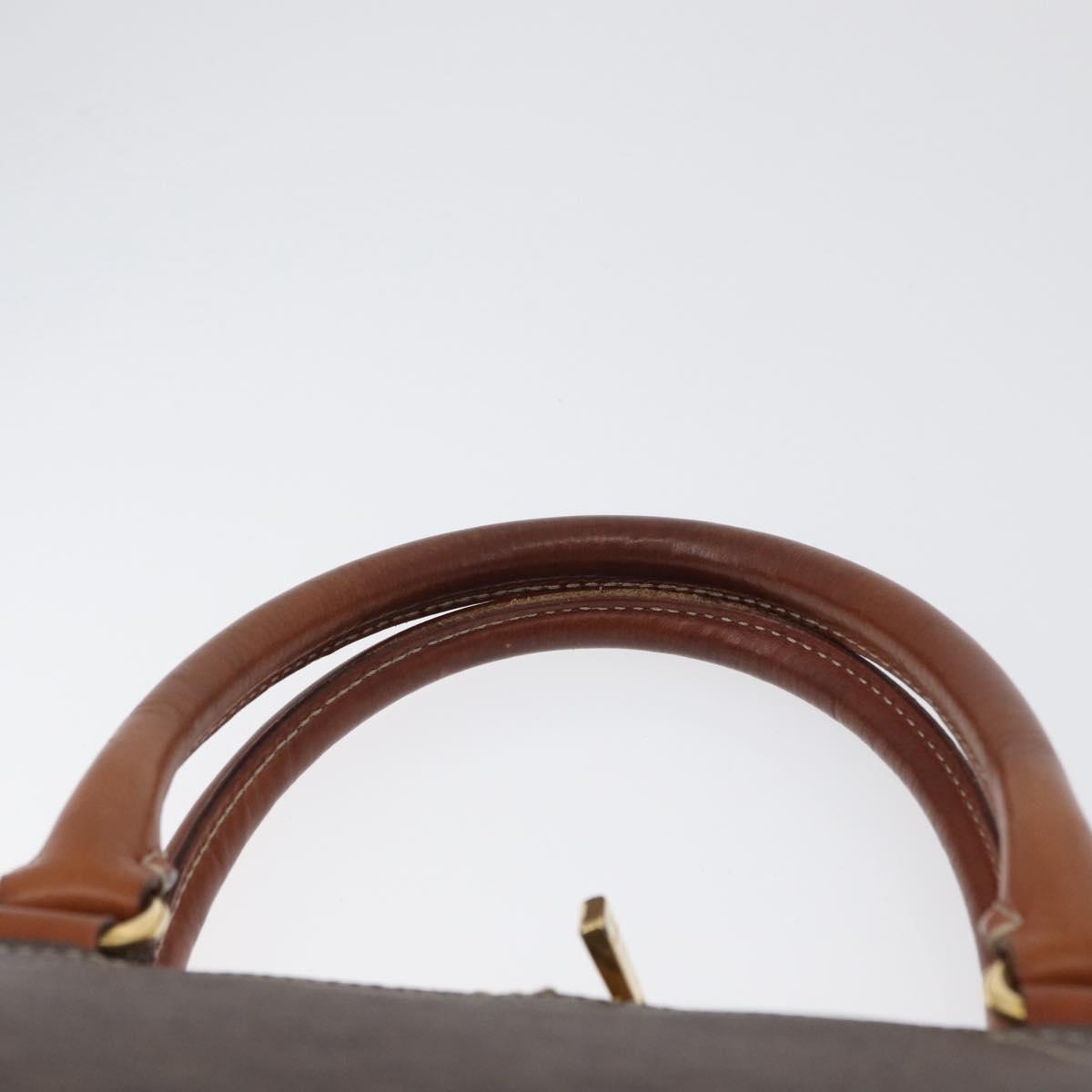 CELINE Macadam Canvas Hand Bag PVC Leather Brown Gold Auth 173472