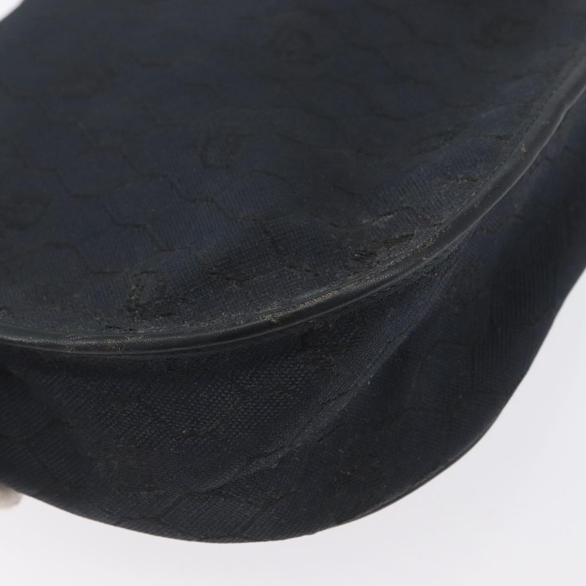 Christian Dior Honeycomb Canvas Shoulder Bag Black Gold Auth 173474