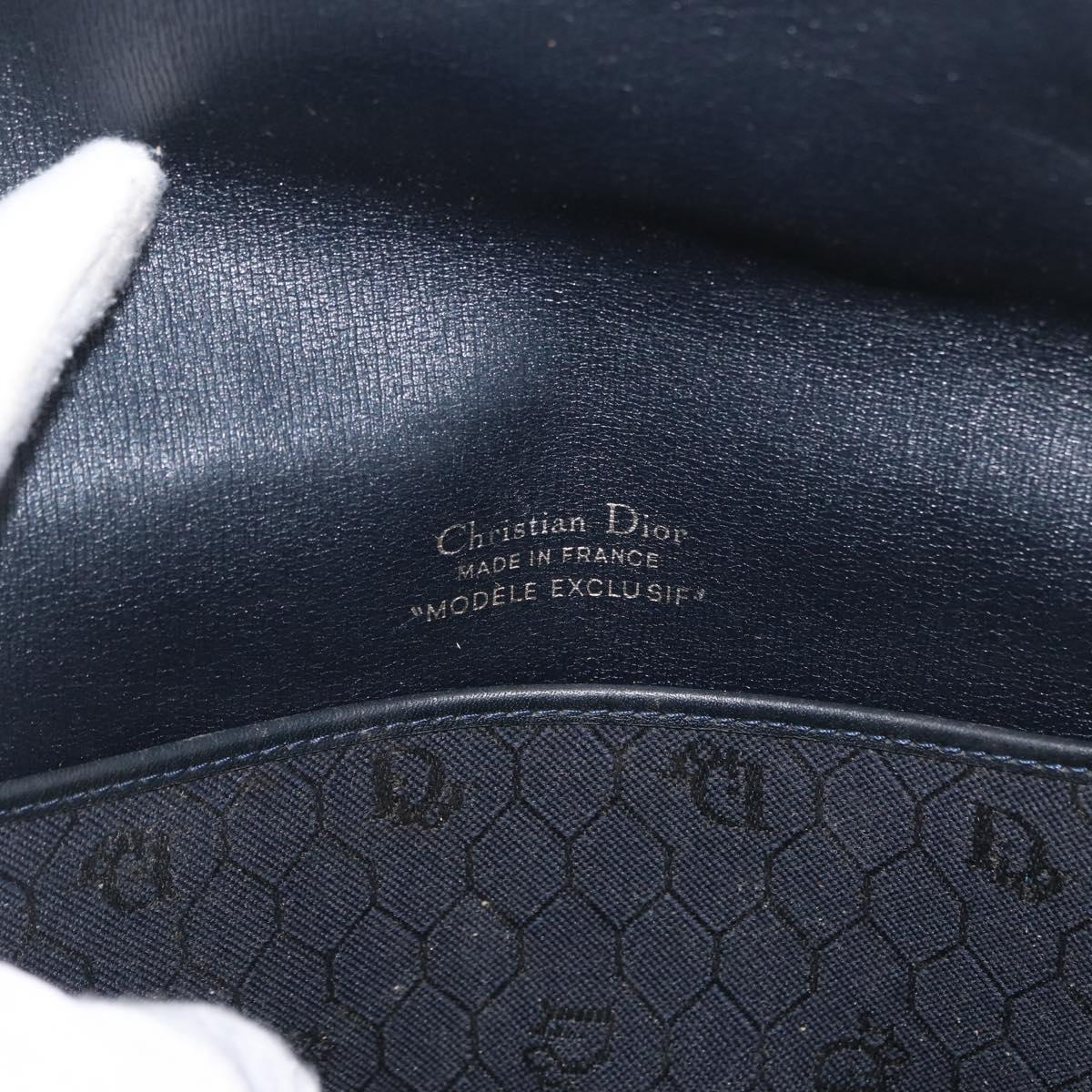 Christian Dior Honeycomb Canvas Shoulder Bag Black Gold Auth 173474