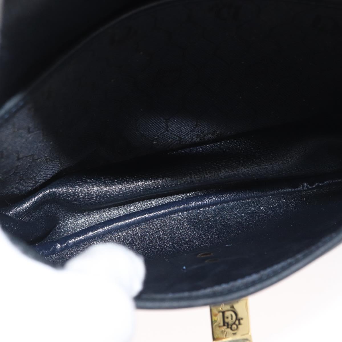 Christian Dior Honeycomb Canvas Shoulder Bag Black Gold Auth 173474