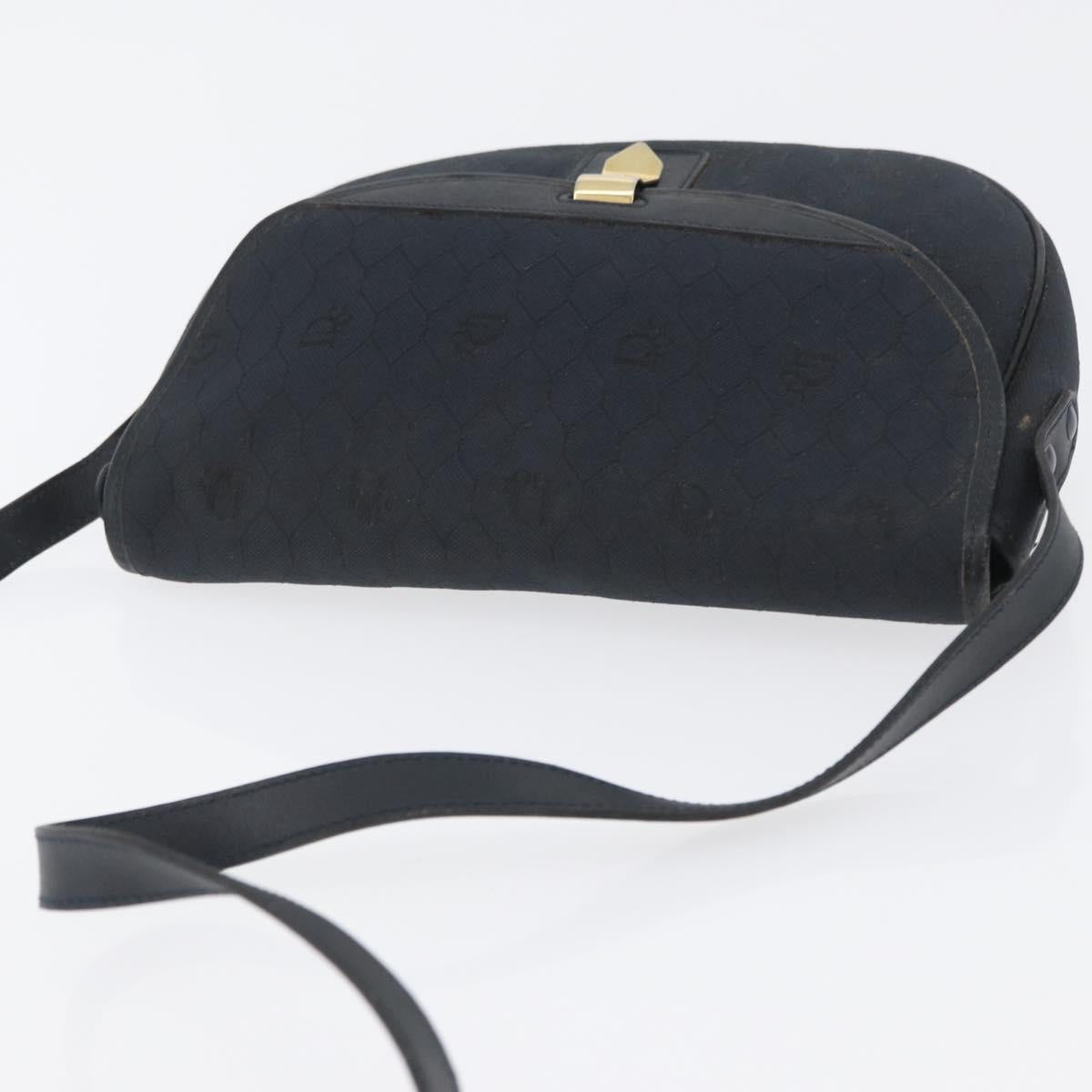 Christian Dior Honeycomb Canvas Shoulder Bag Black Gold Auth 173474