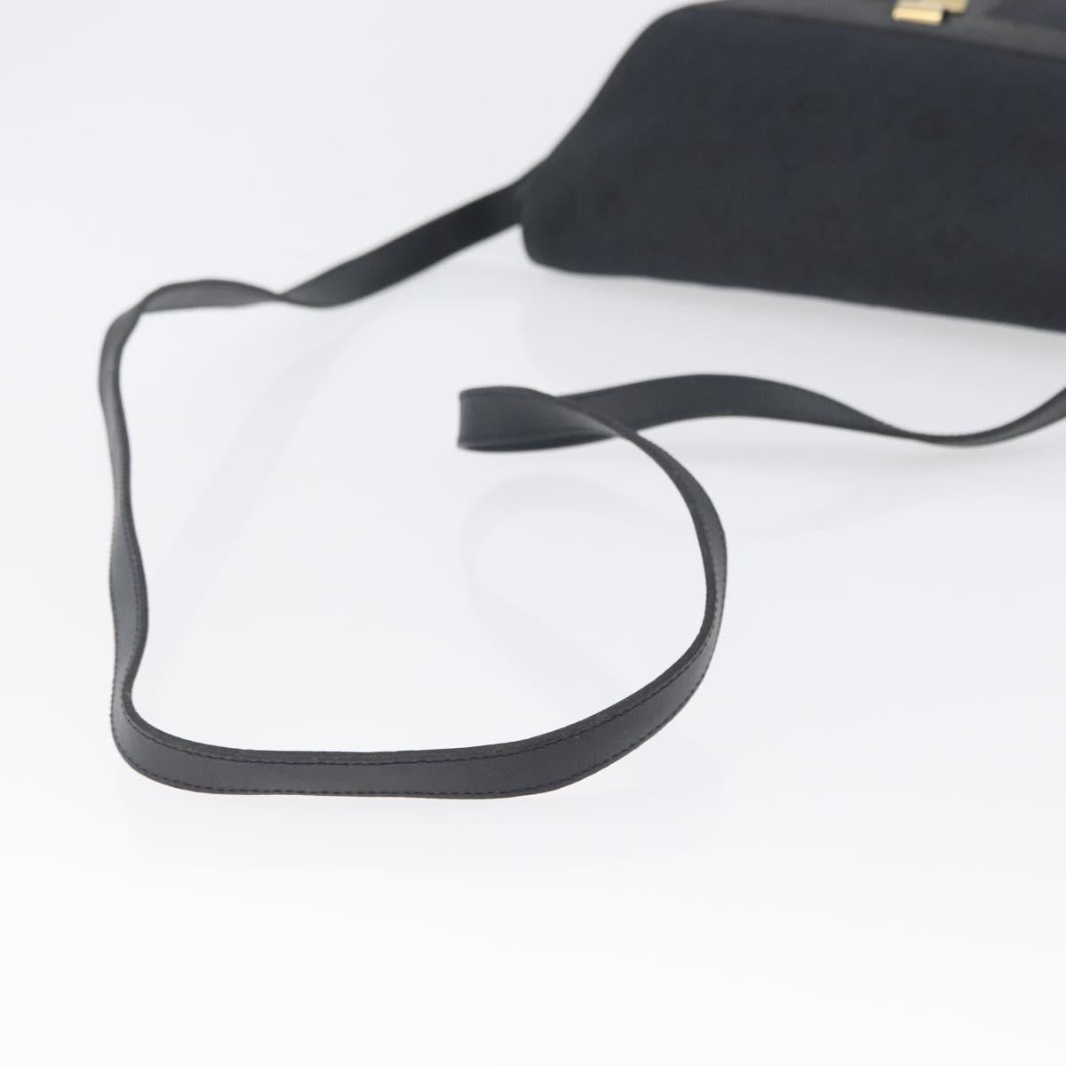 Christian Dior Honeycomb Canvas Shoulder Bag Black Gold Auth 173474