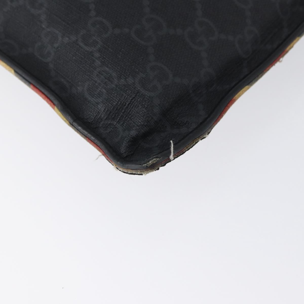 GUCCI GG Supreme night courier Clutch Bag Black Silver 496346 Auth 173479