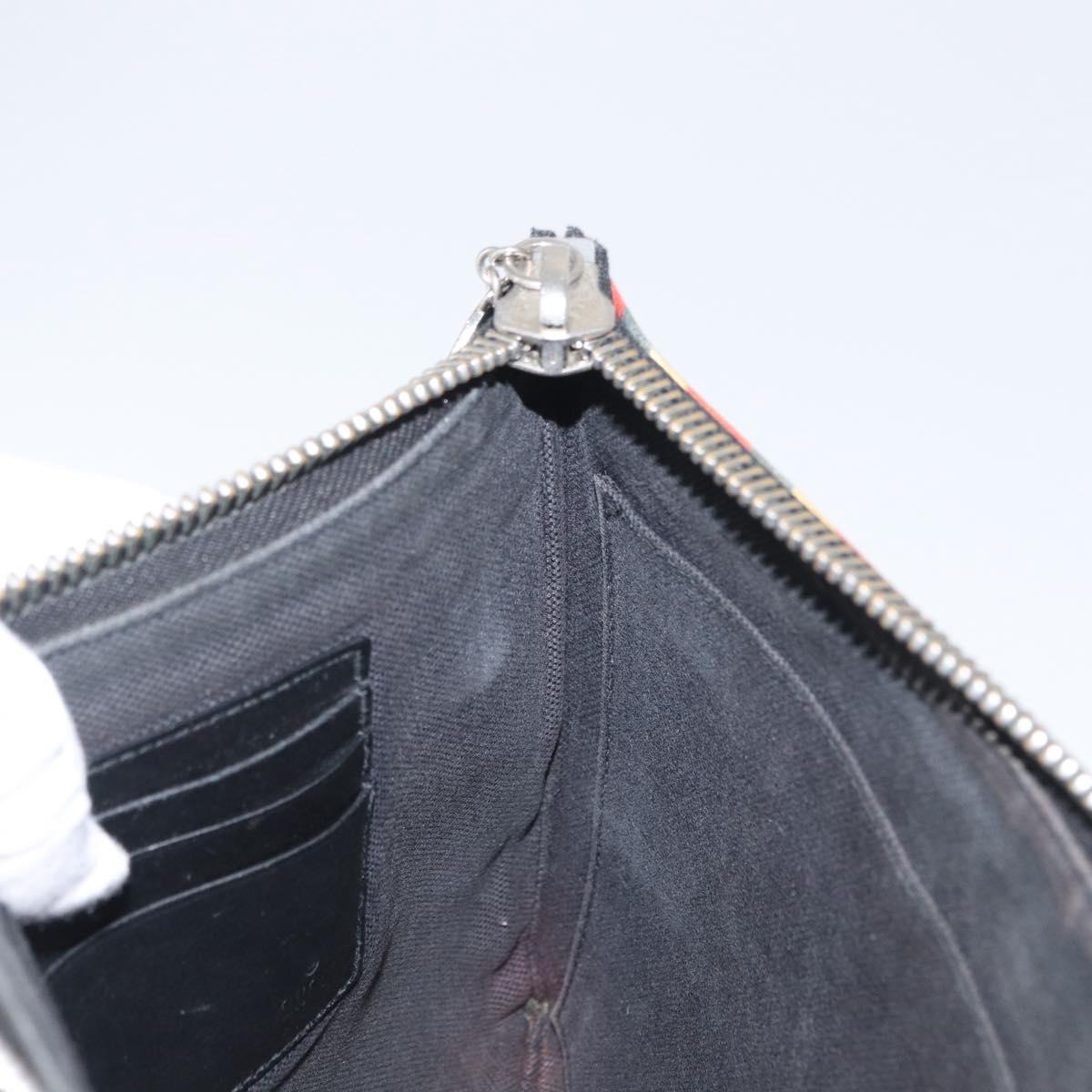 GUCCI GG Supreme night courier Clutch Bag Black Silver 496346 Auth 173479