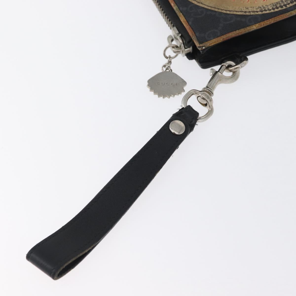 GUCCI GG Supreme night courier Clutch Bag Black Silver 496346 Auth 173479