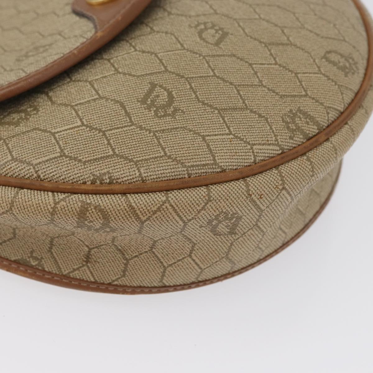 Christian Dior Honeycomb Canvas Shoulder Bag PVC Beige Gold Auth 173480