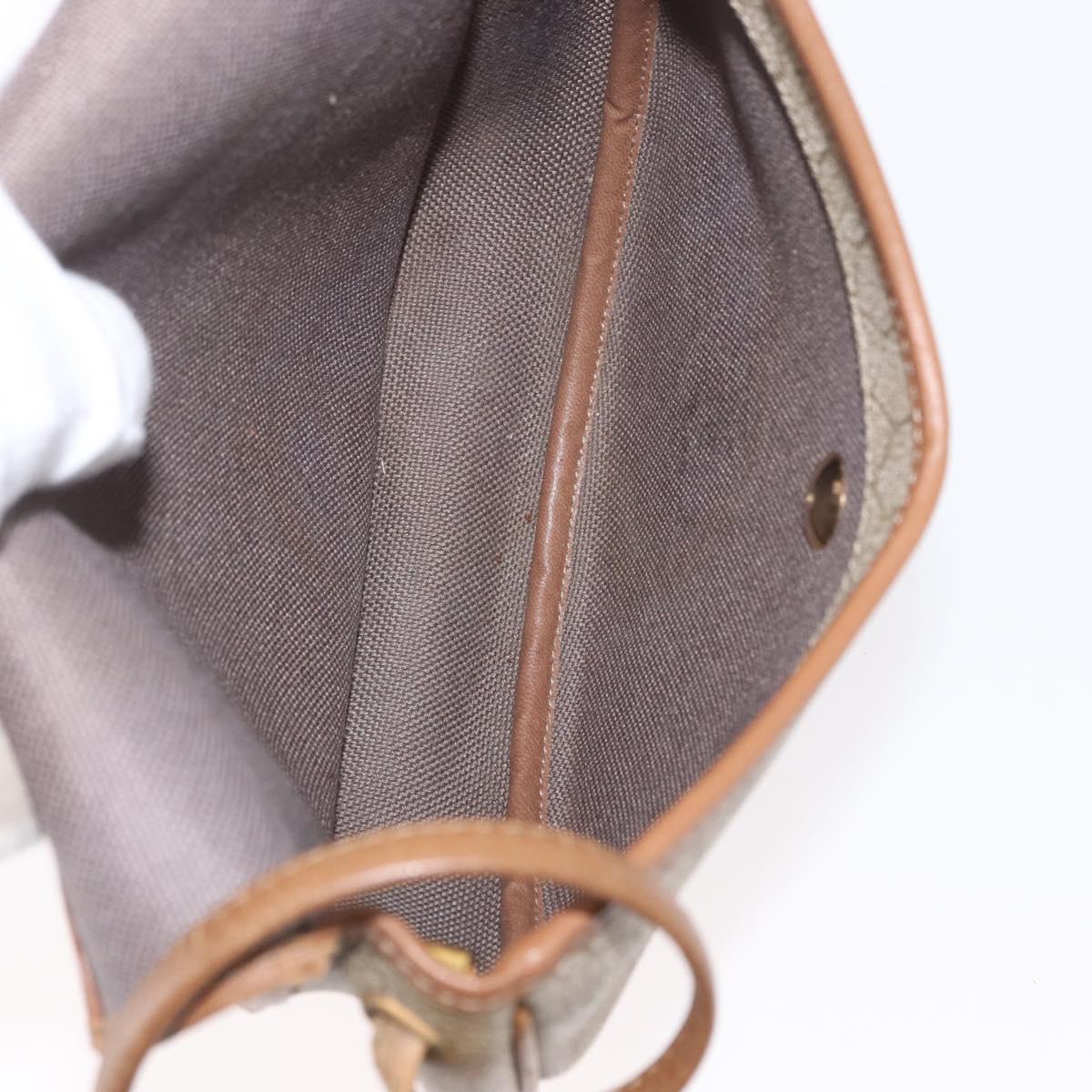 Christian Dior Honeycomb Canvas Shoulder Bag PVC Beige Gold Auth 173480