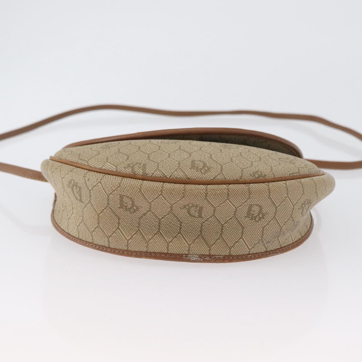 Christian Dior Honeycomb Canvas Shoulder Bag PVC Beige Gold Auth 173480