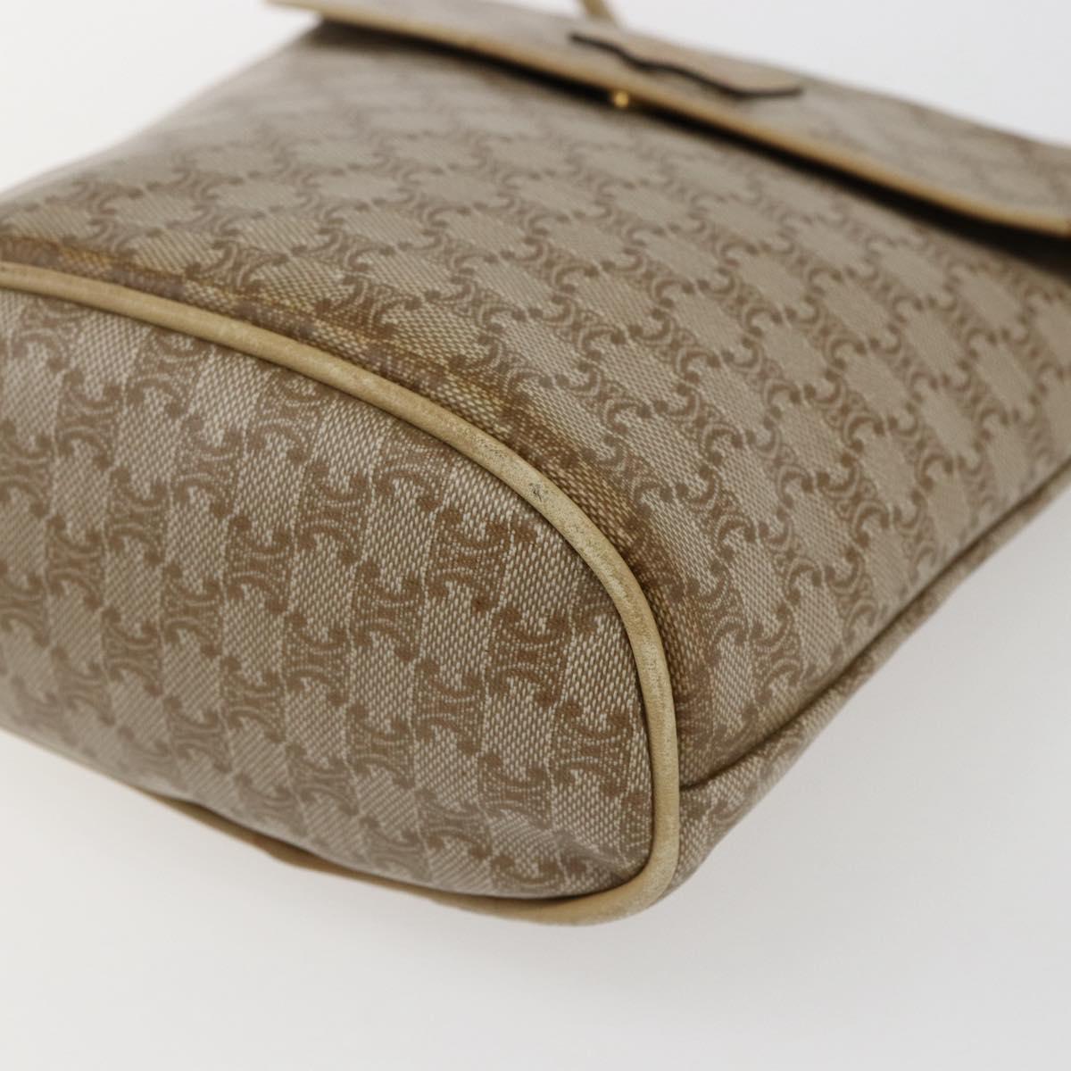 CELINE Macadam Canvas Shoulder Bag PVC Beige Gold Auth 173481
