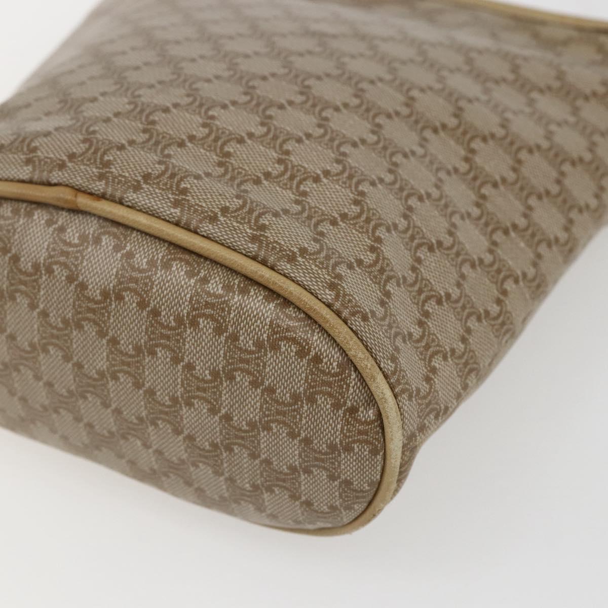 CELINE Macadam Canvas Shoulder Bag PVC Beige Gold Auth 173481