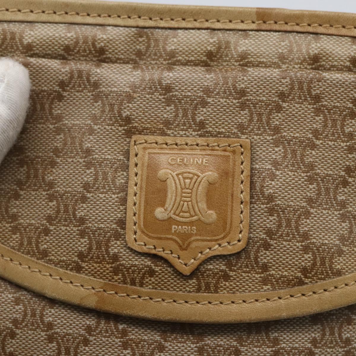CELINE Macadam Canvas Shoulder Bag PVC Beige Gold Auth 173481