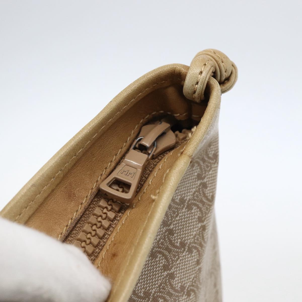 CELINE Macadam Canvas Shoulder Bag PVC Beige Gold Auth 173481