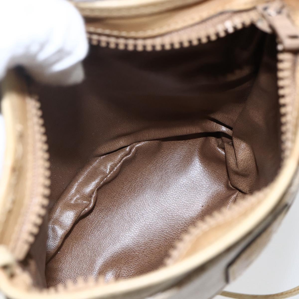 CELINE Macadam Canvas Shoulder Bag PVC Beige Gold Auth 173481