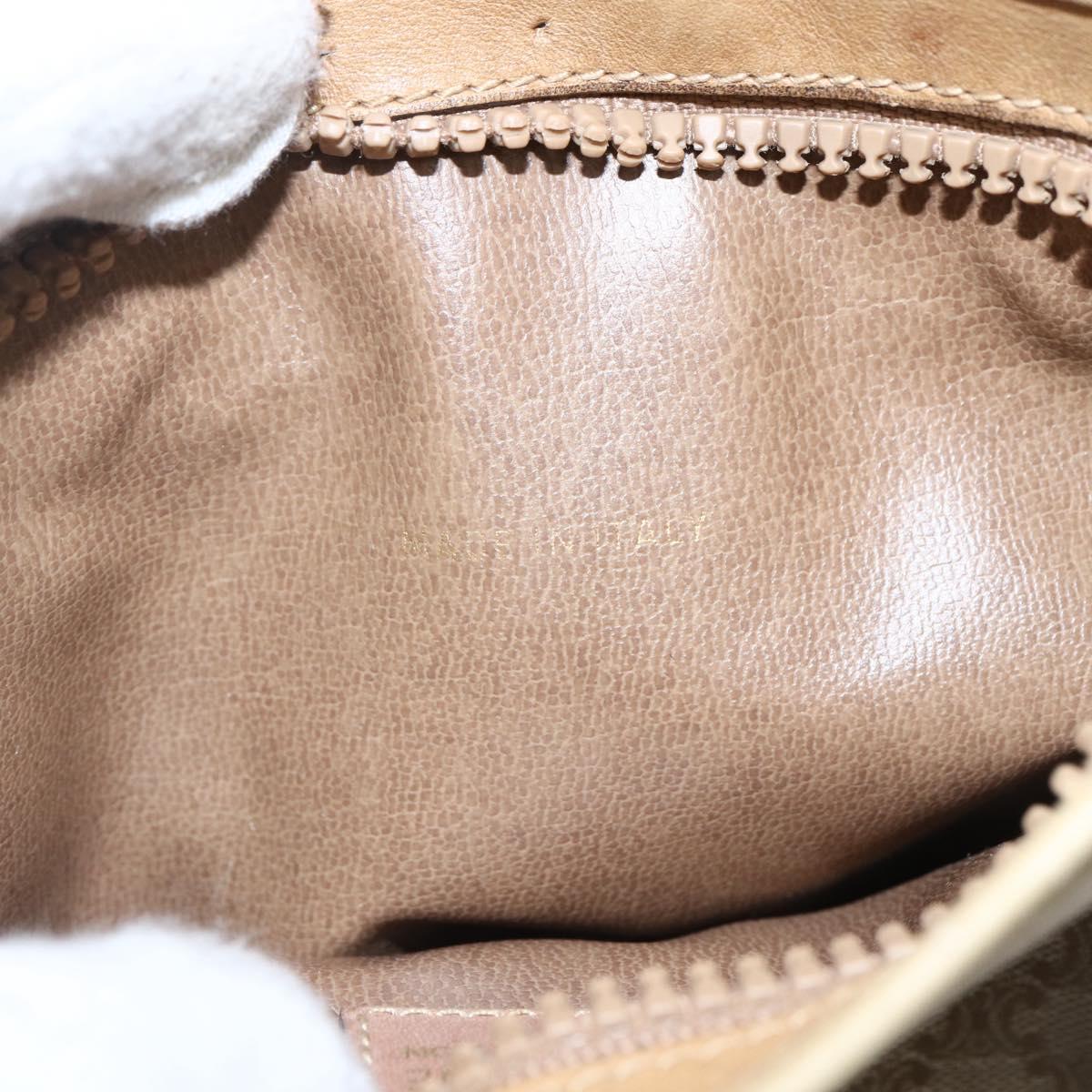 CELINE Macadam Canvas Shoulder Bag PVC Beige Gold Auth 173481