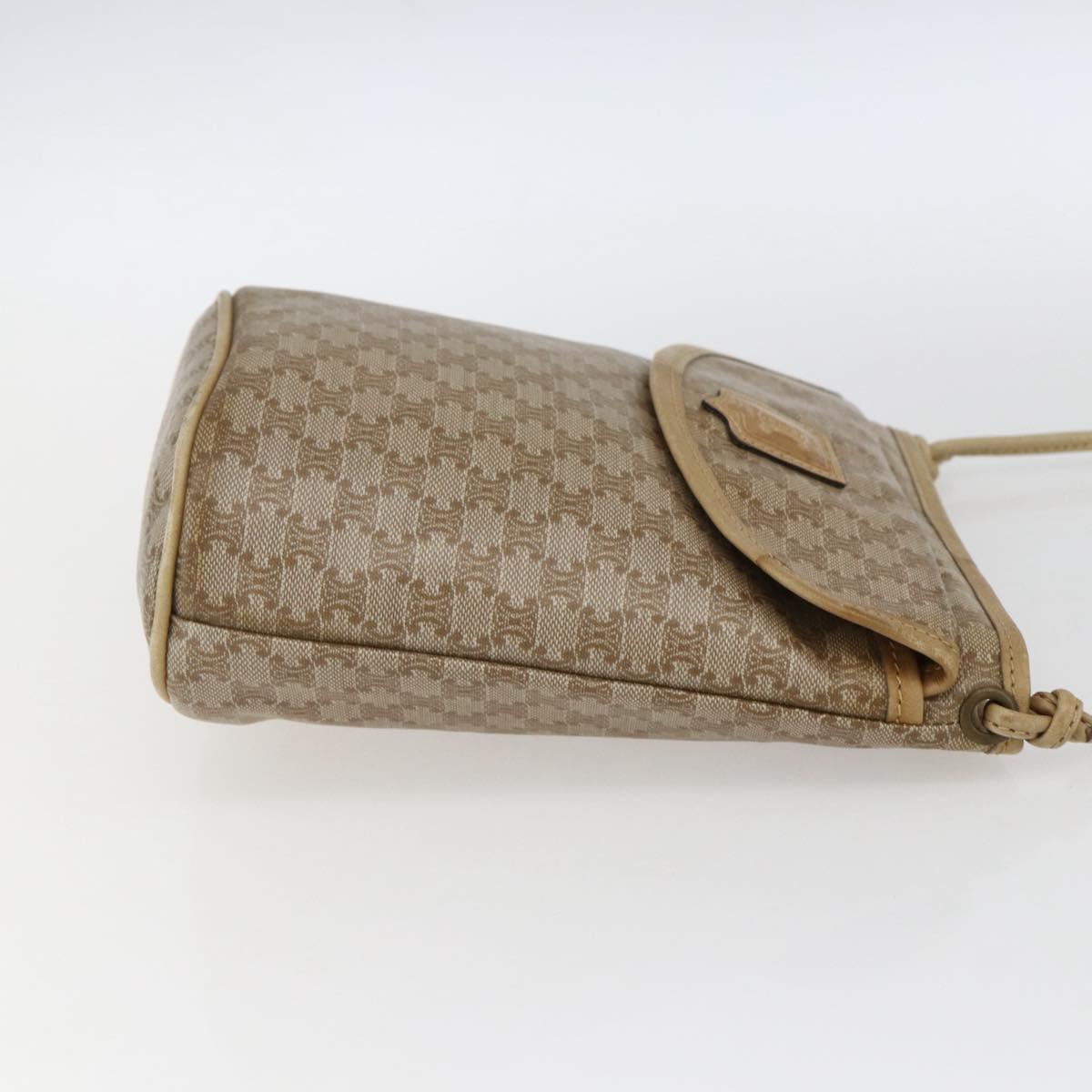 CELINE Macadam Canvas Shoulder Bag PVC Beige Gold Auth 173481