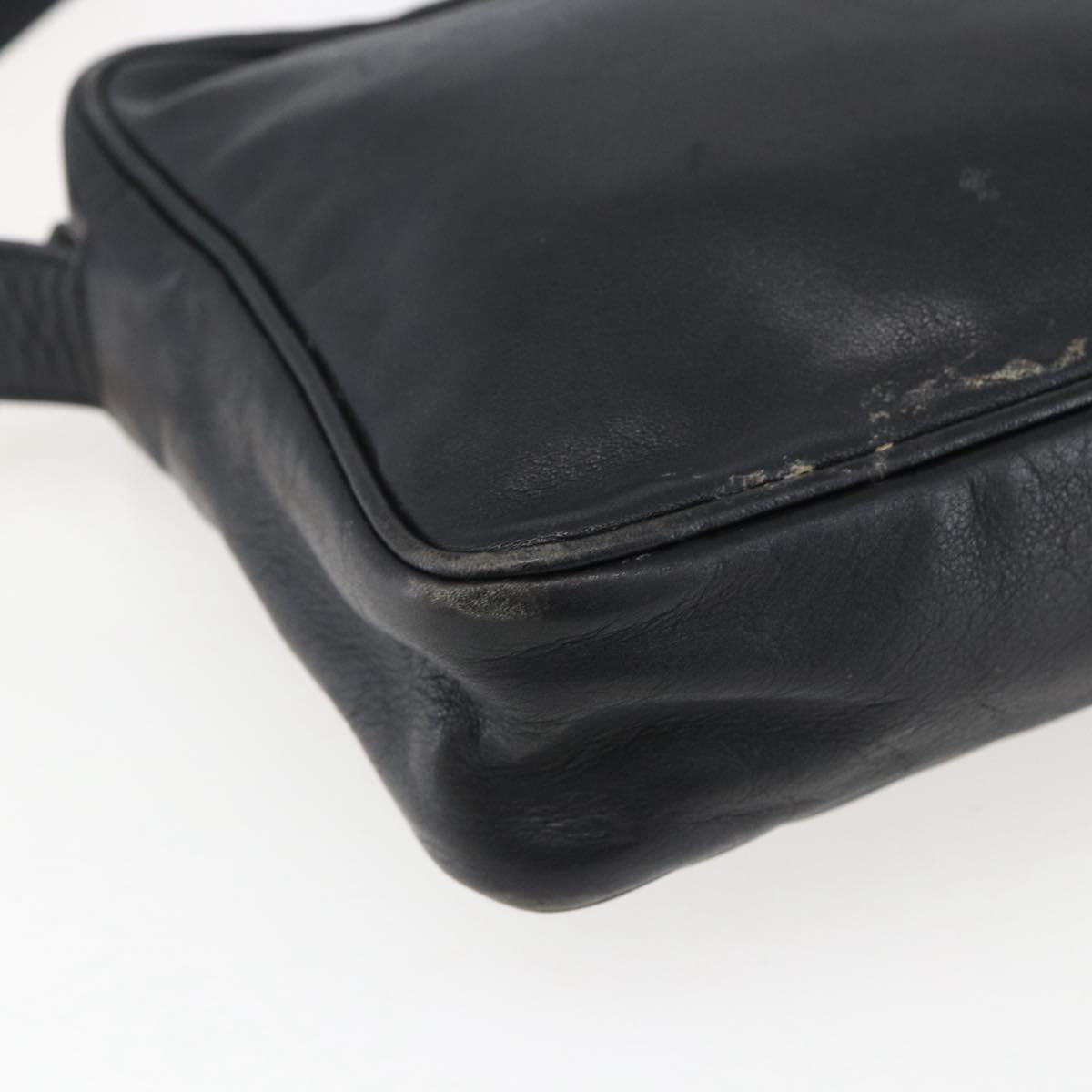 LOEWE Anagram Shoulder Bag Leather Black Gold Auth 173482