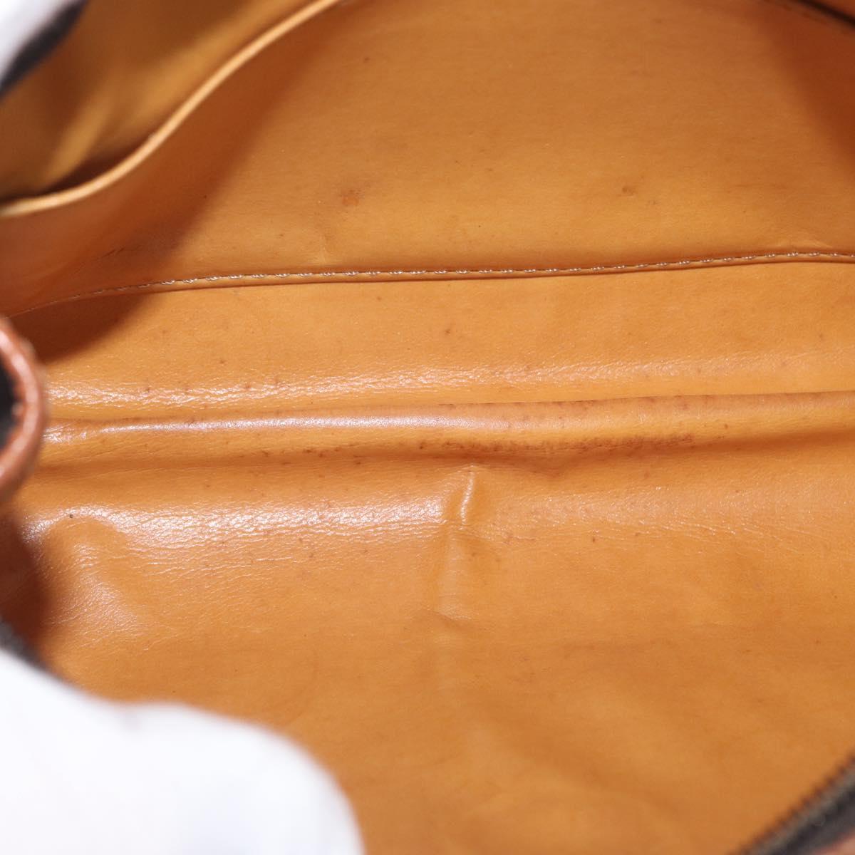 CELINE Macadam Canvas Clutch Bag PVC Leather Brown Gold Auth 173483
