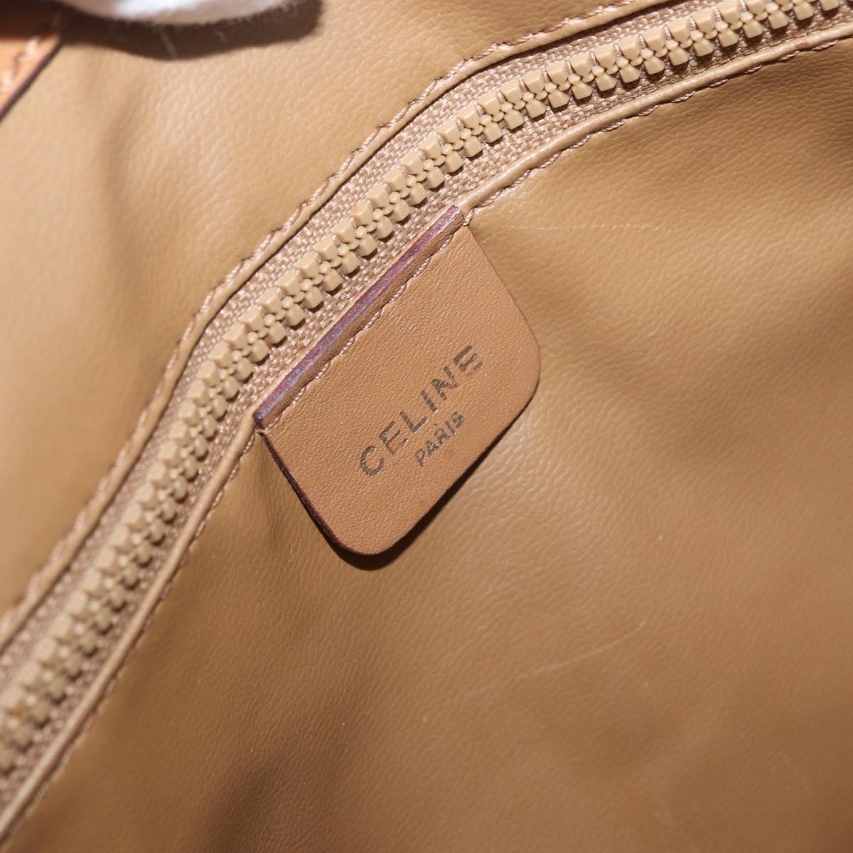 CELINE Macadam Canvas Shoulder Bag PVC Leather Beige Gold Auth 173484