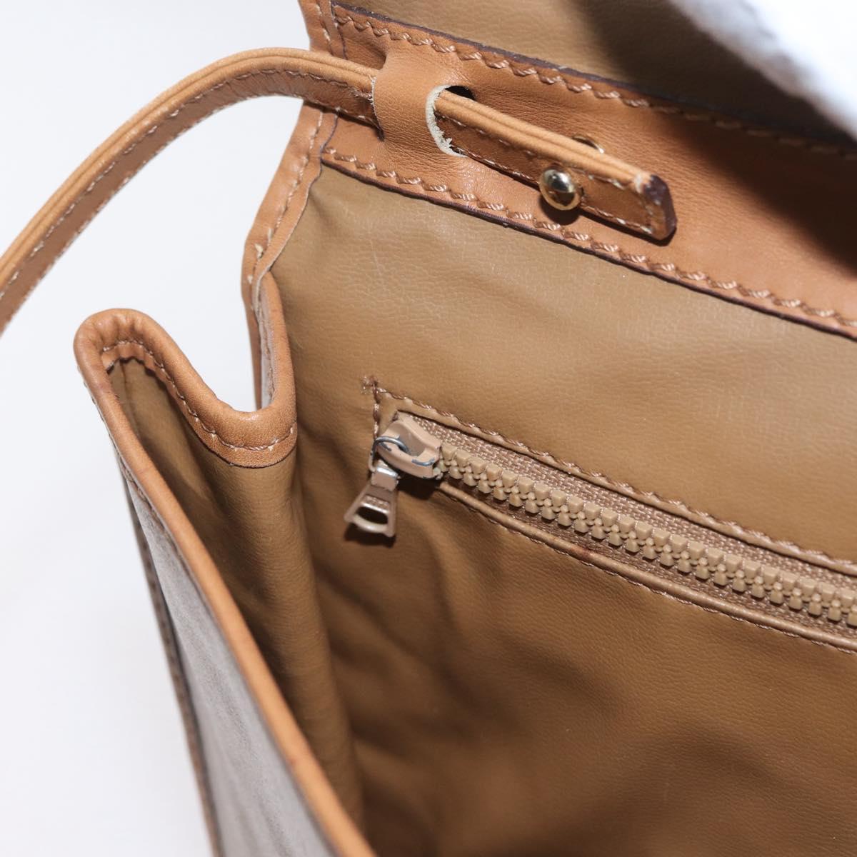 CELINE Macadam Canvas Shoulder Bag PVC Leather Beige Gold Auth 173484