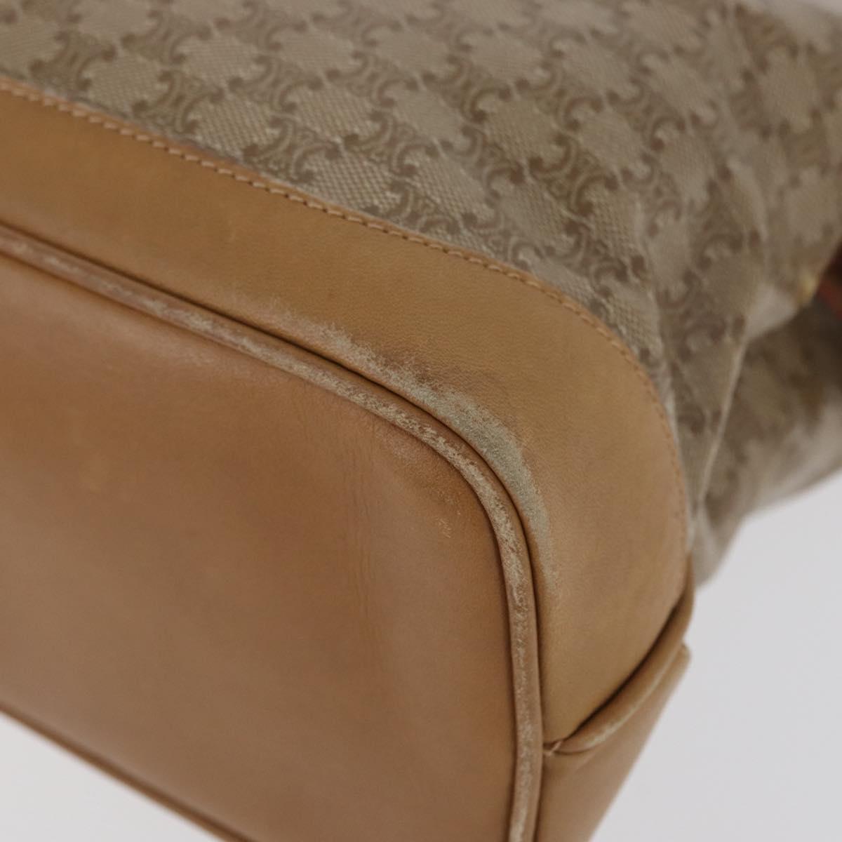 CELINE Macadam Canvas Hand Bag PVC Beige Gold Auth 173485