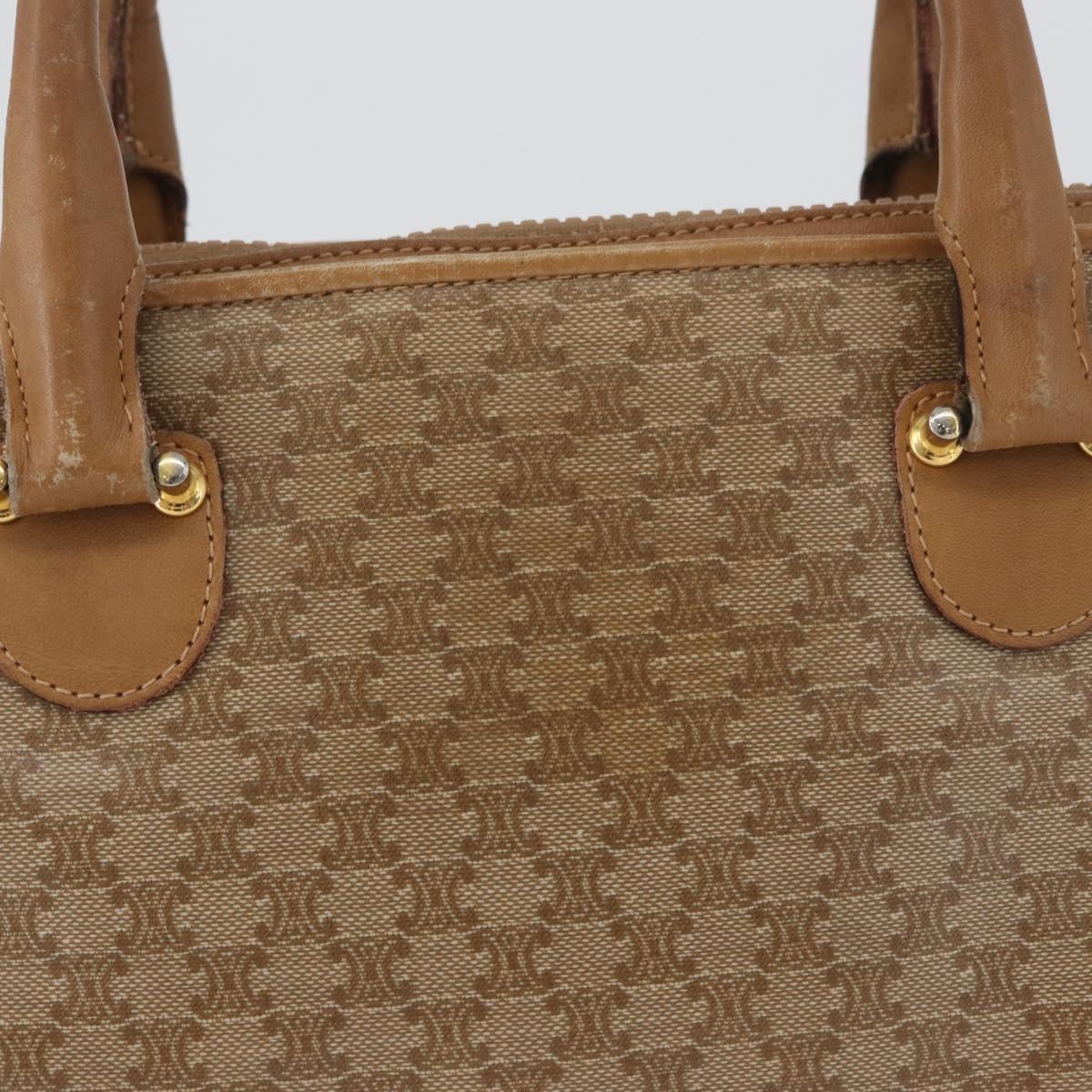 CELINE Macadam Canvas Hand Bag PVC Beige Gold Auth 173485