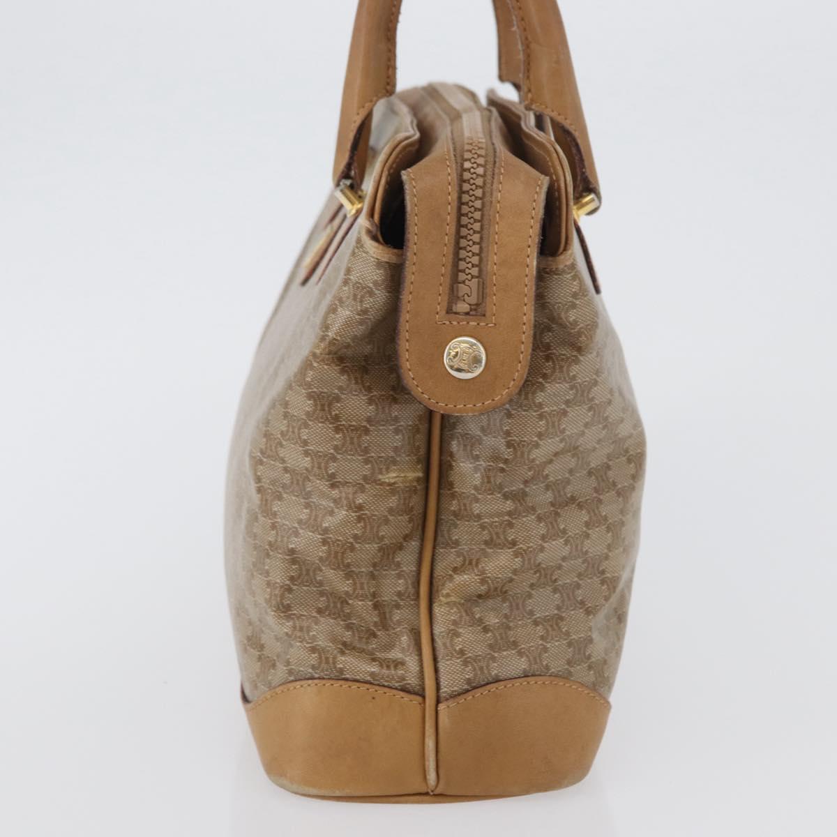 CELINE Macadam Canvas Hand Bag PVC Beige Gold Auth 173485