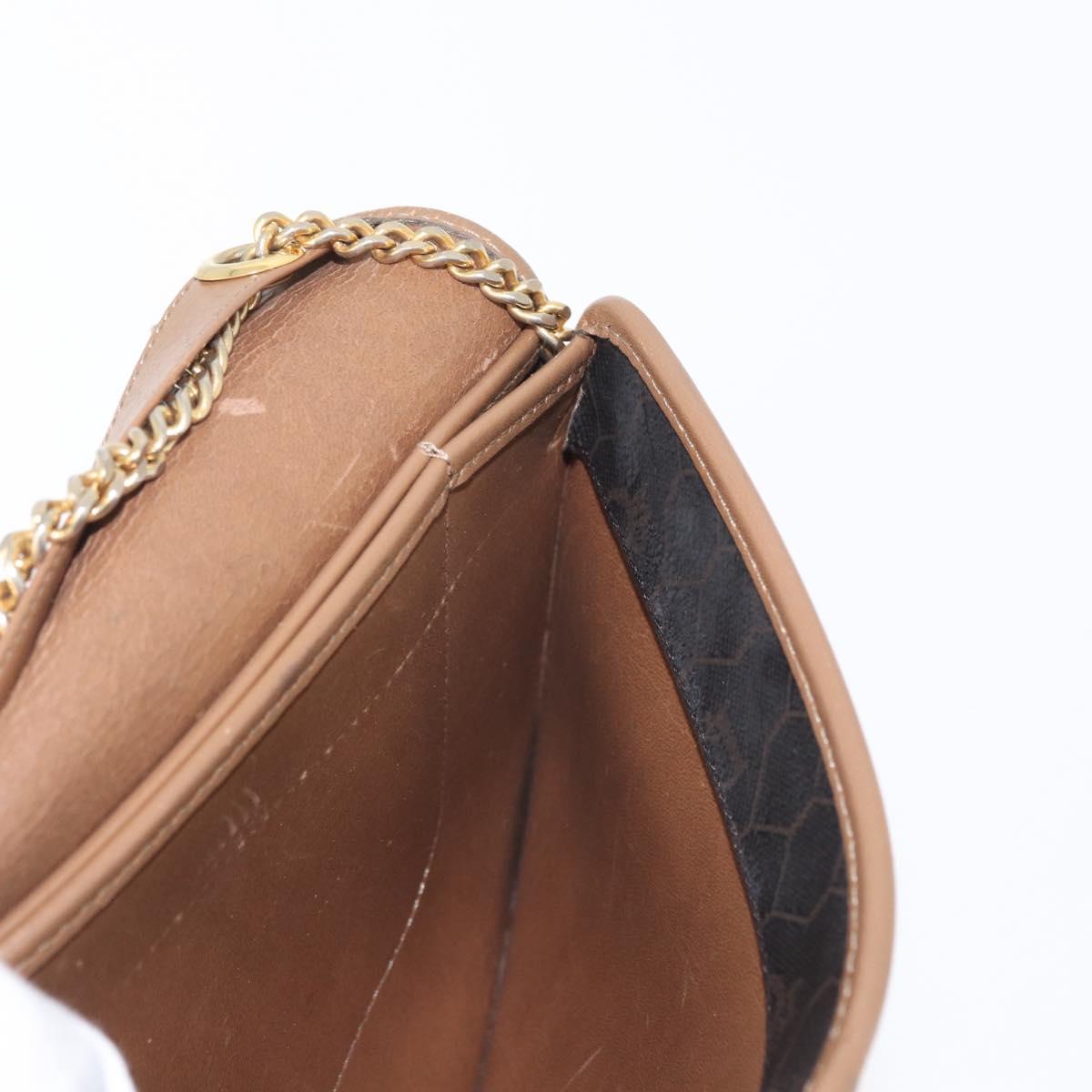 Christian Dior Honeycomb Canvas Chain Shoulder Bag PVC Black Gold Auth 173486