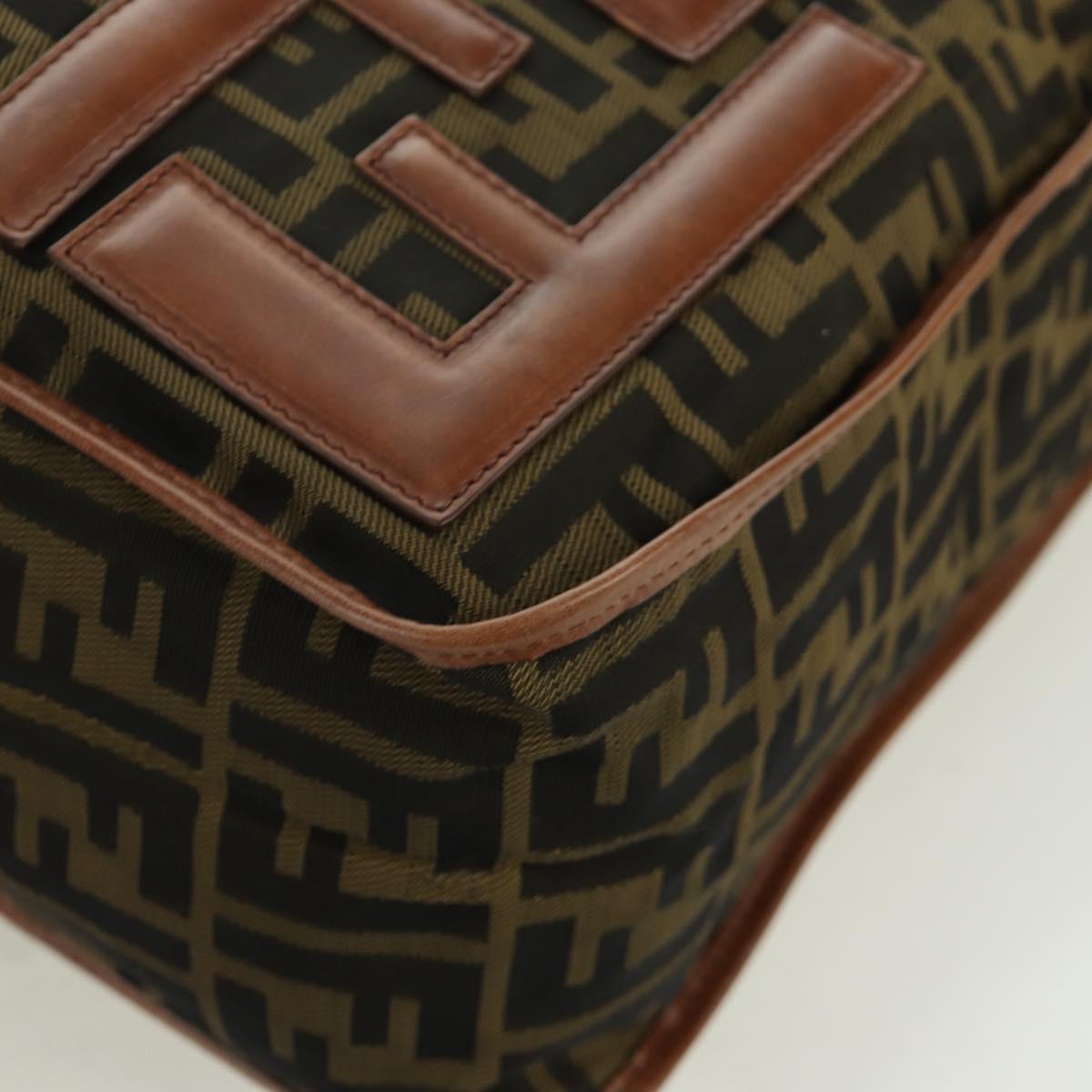 FENDI Zucca Canvas Shoulder Bag Black Brown Auth 173487V